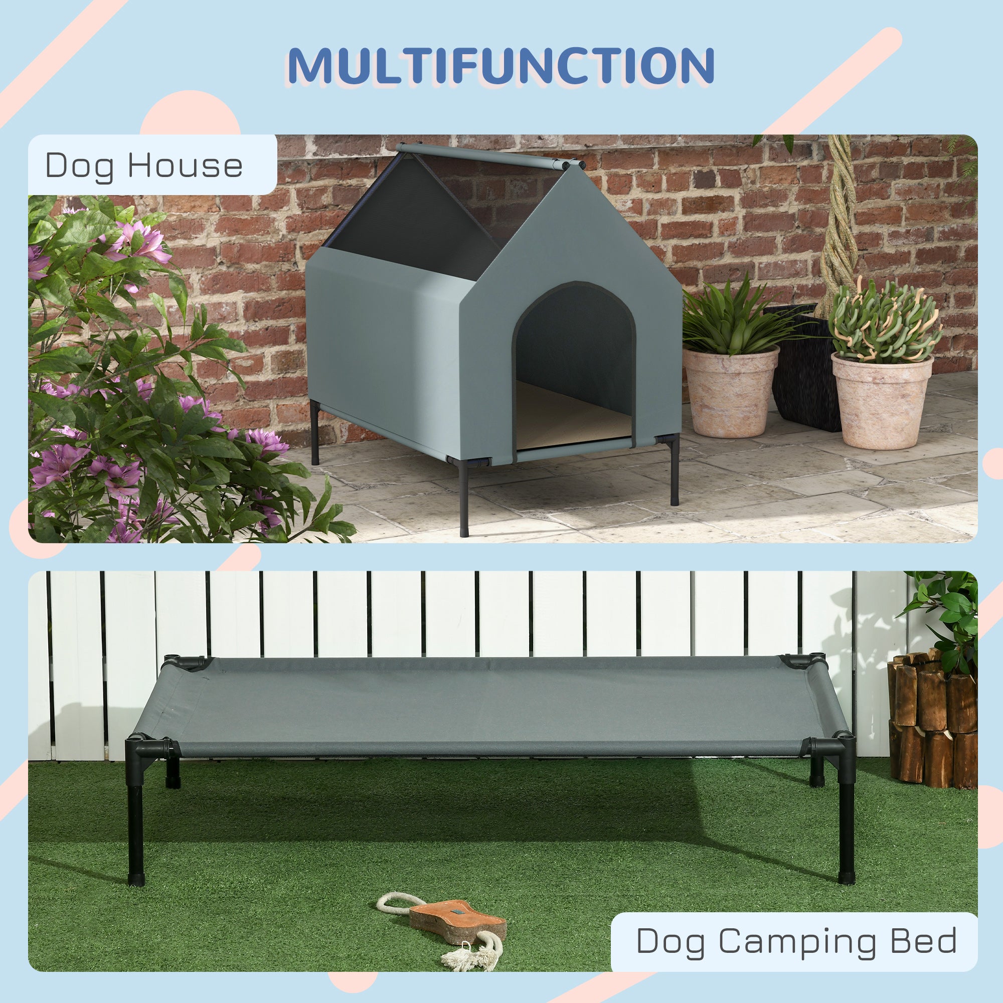 pawhut-niche-d-ext-rieur-sur-lev-e-convertible-en-lit-de-camping-gris image 7