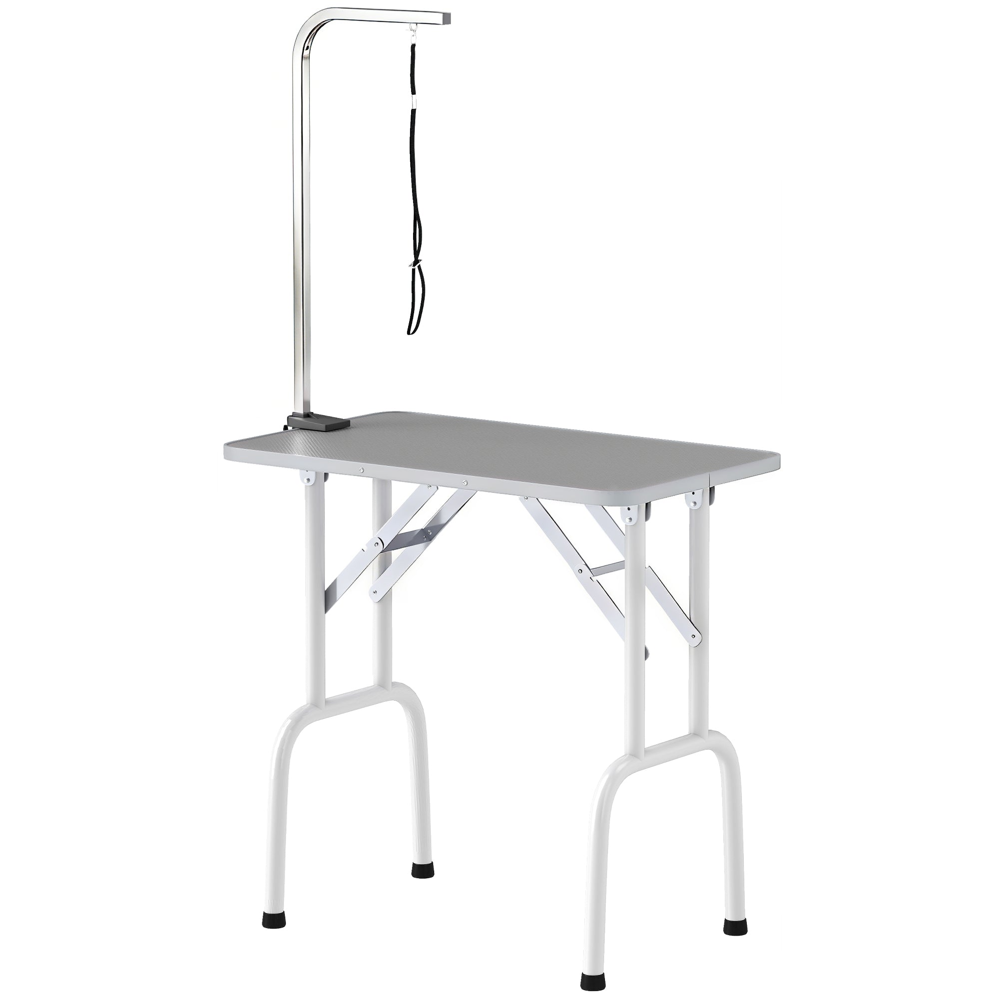pawhut-table-de-toilettage-pliable-81-cm-pour-chiens-petits-et-moyens-grise image 2