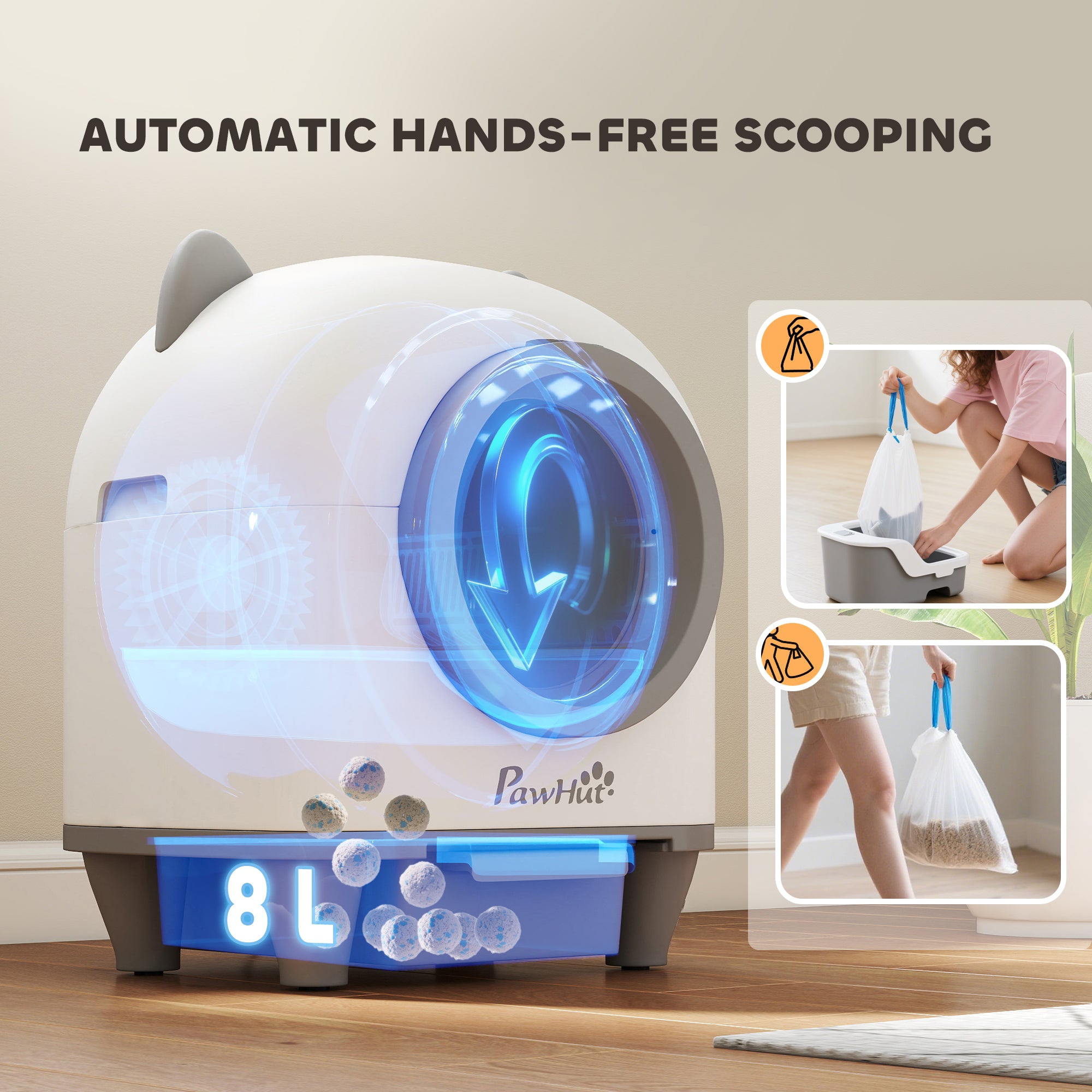 pawhut-liti-re-autonettoyante-automatique-connect-e-80-l-blanche image 8