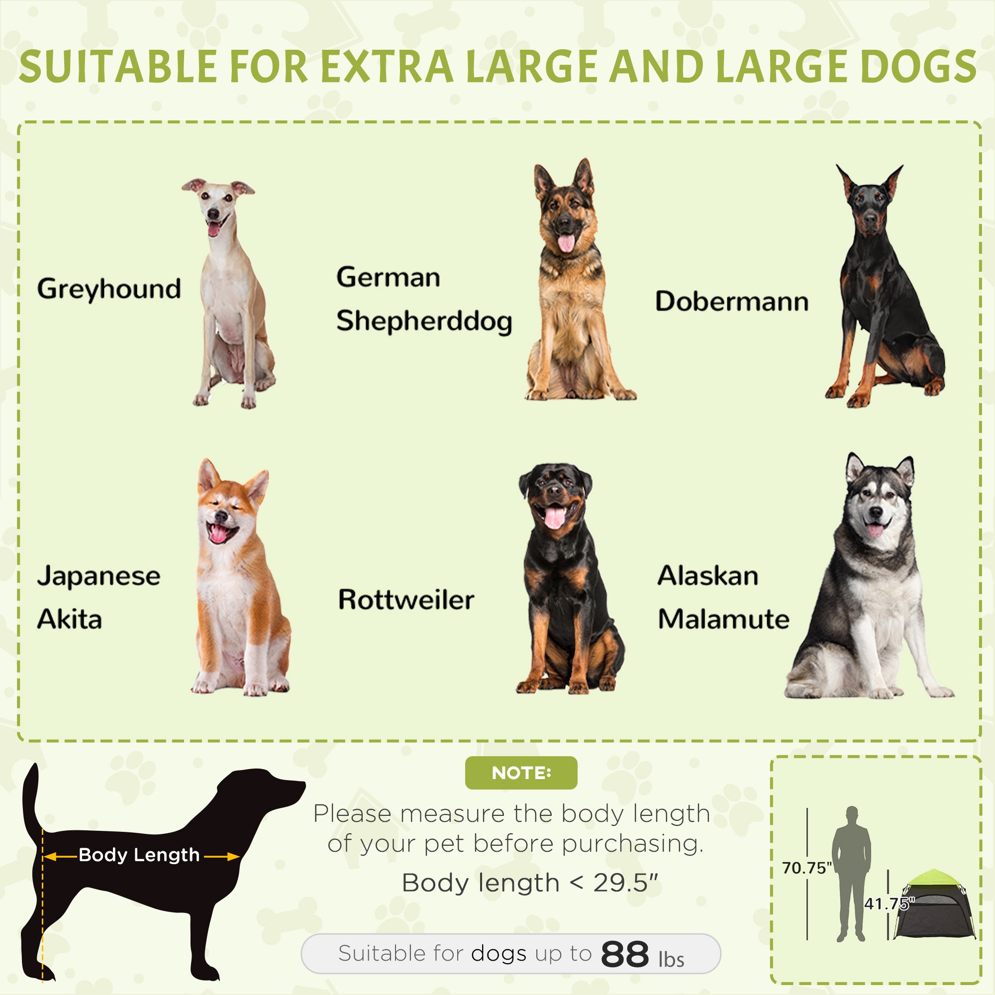 pawhut-tente-pop-up-pour-chien-vert-grands-et-tr-s-grands-chiens-avec-sac image 6