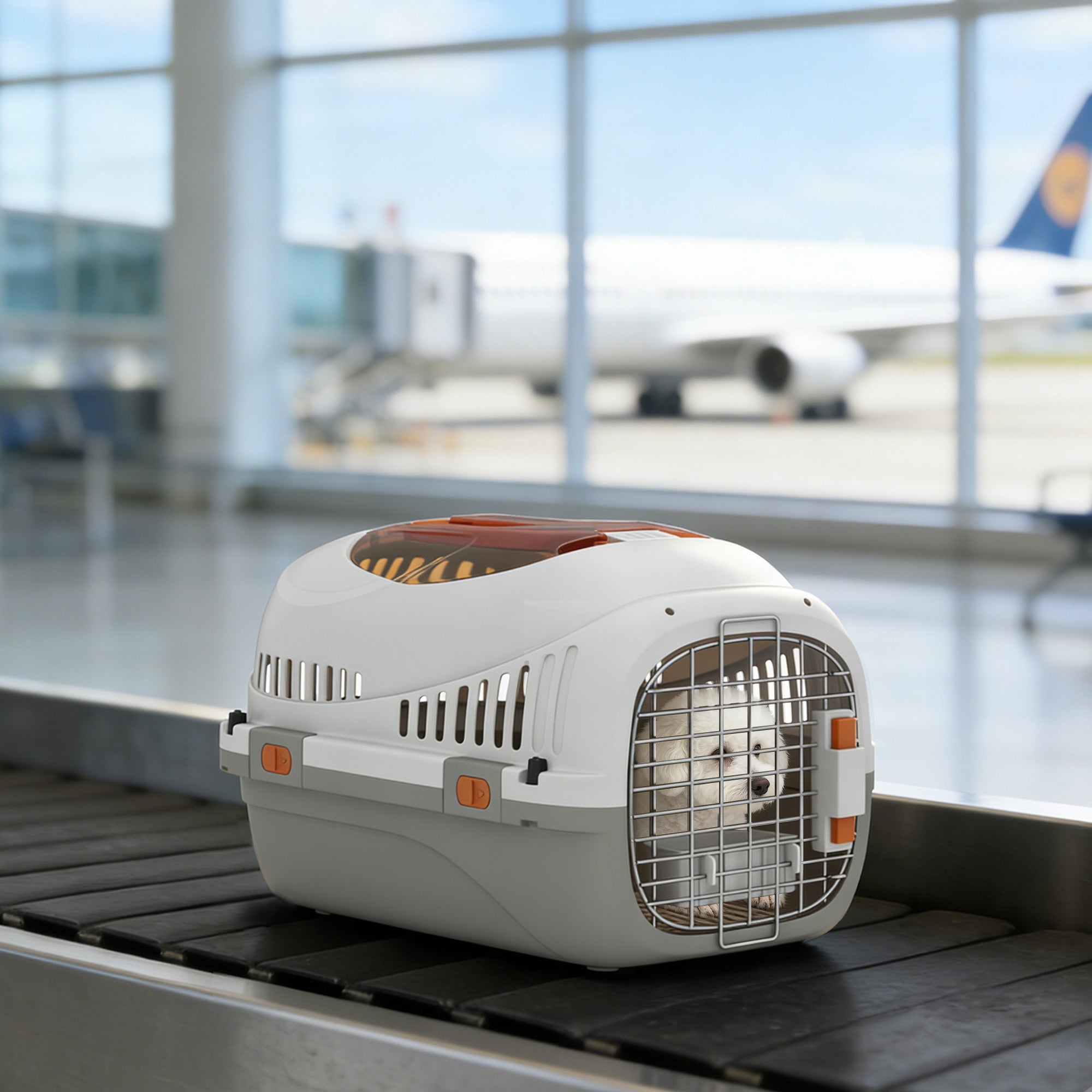 pawhut-caisse-de-transport-rigide-pour-petit-chien-et-chat-avec-porte-acier-et-g image 4