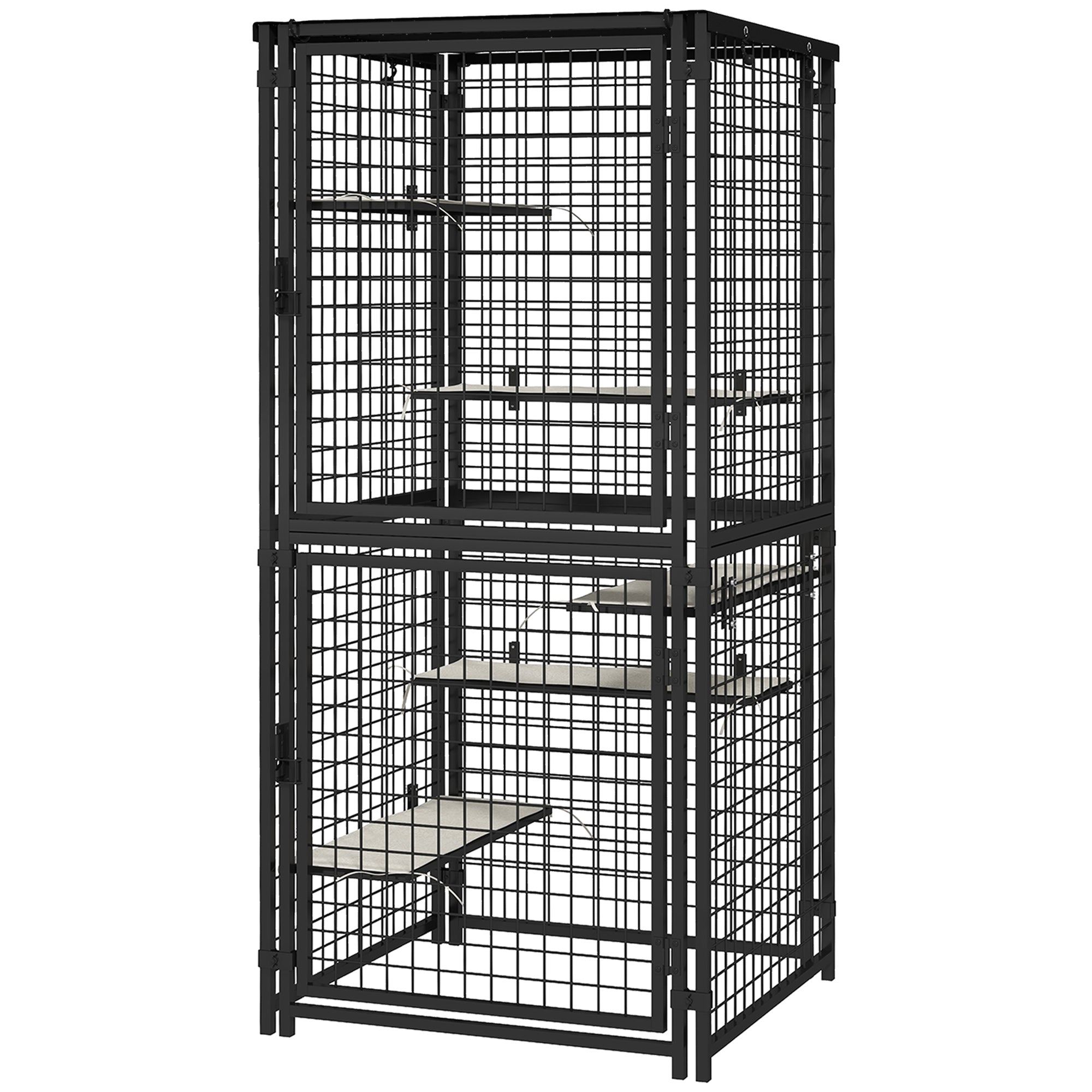pawhut-grand-enclos-ext-rieur-pour-chat-en-m-tal-avec-5-plateformes-coussinets-e image 2