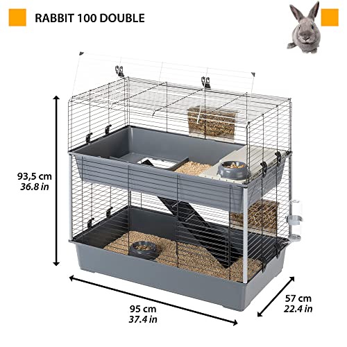 ferplast-rabbit-100-double-cage-2-tages-pour-lapins-95-x-57-x-h-93-5-cm-noire image 8
