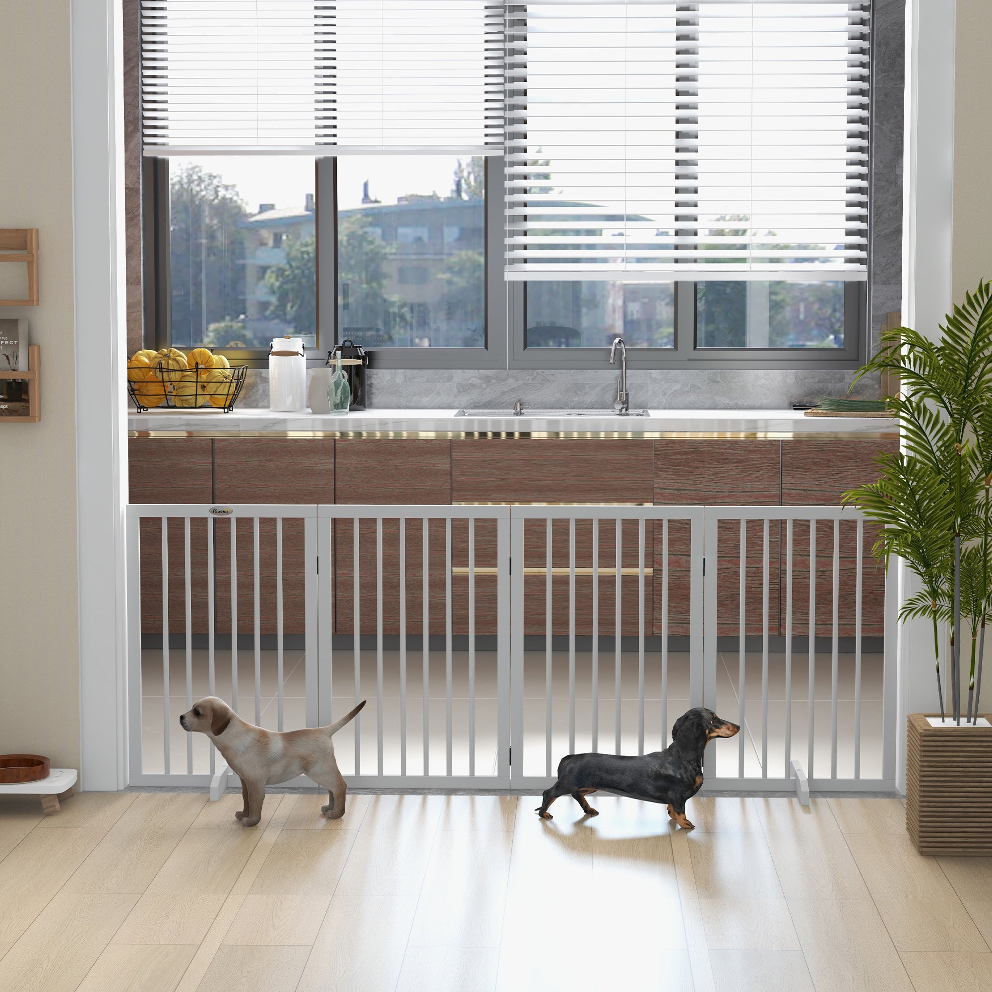 pawhut-barri-re-pour-animaux-pliable-4-panneaux-bois-blanc image 4