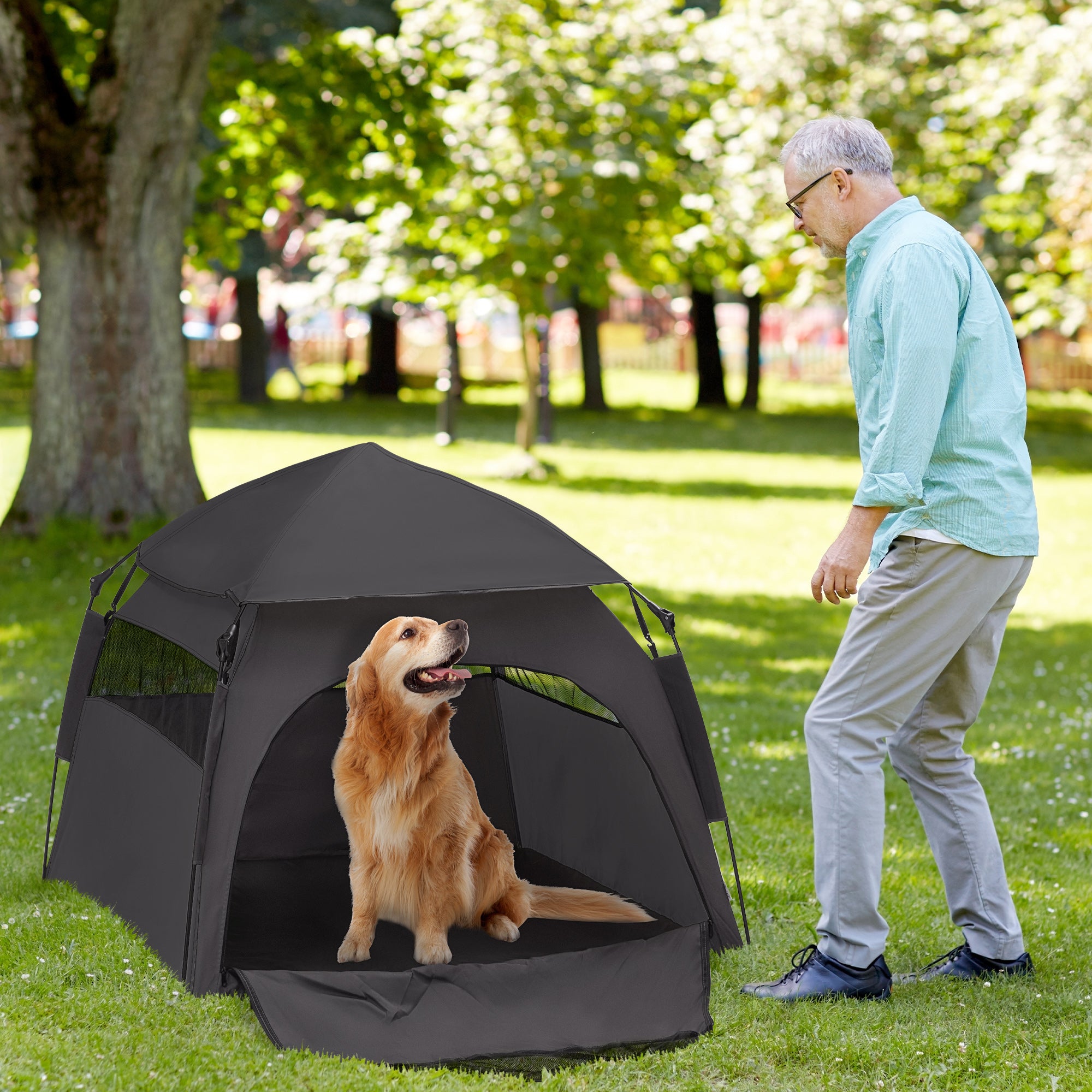 pawhut-tente-pop-up-pour-chien-grand-et-tr-s-grand-avec-sac-gris-fonc image 3