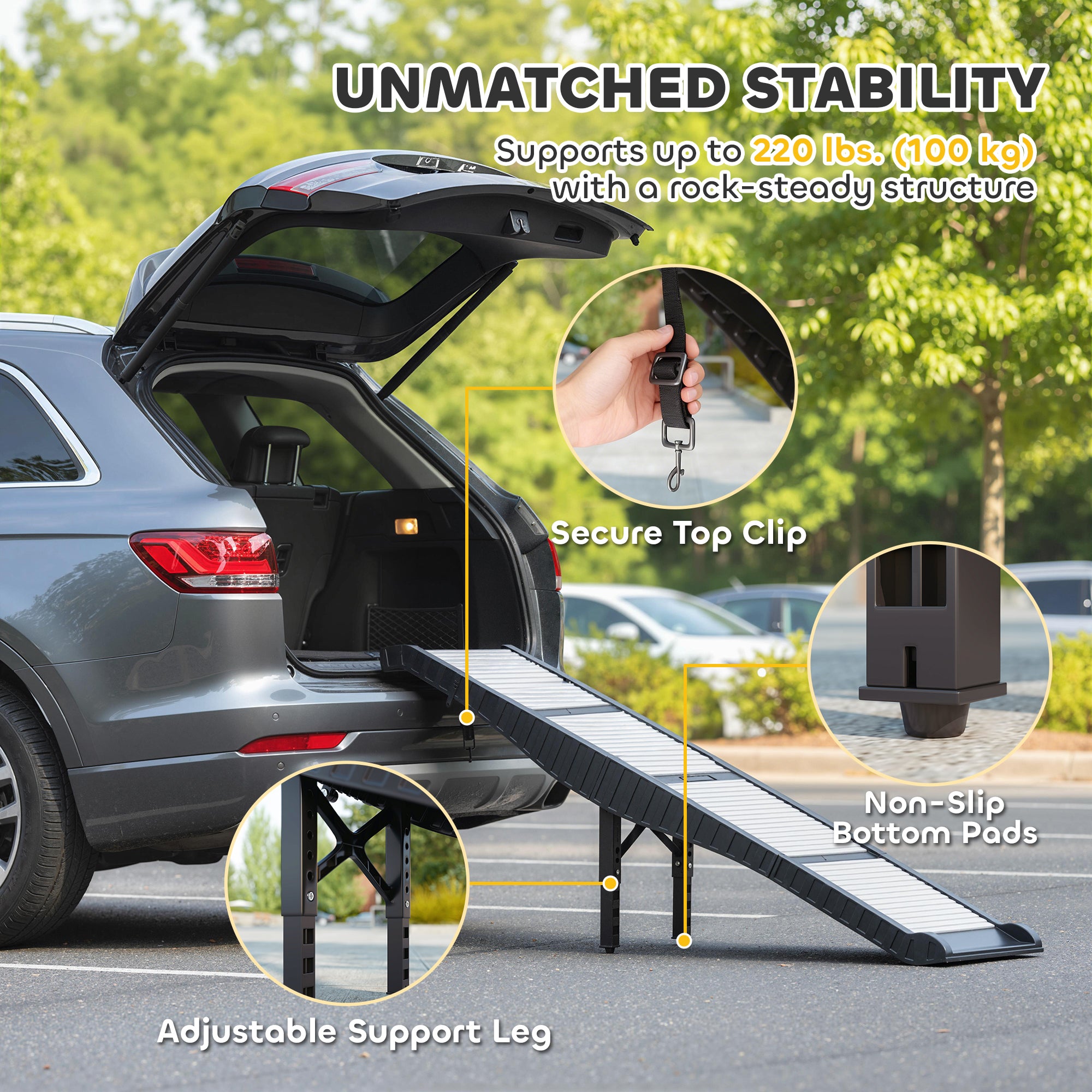 pawhut-rampe-de-voiture-pliable-pour-chien-antid-rapante-blanche image 7