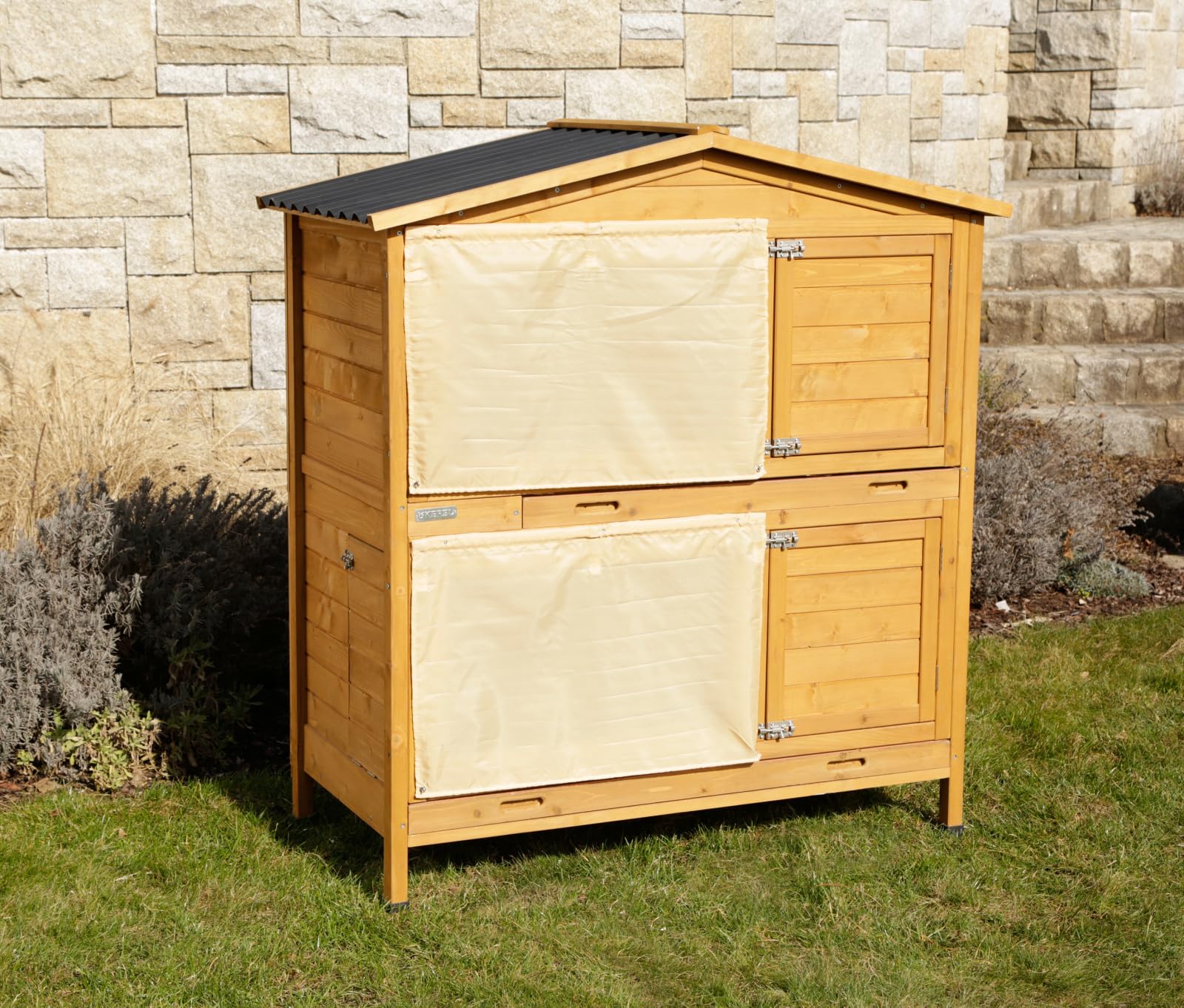 kerbl-maison-pour-rongeurs-appartement-pro-118x61x130-cm-clapier-bois-lasure image 3