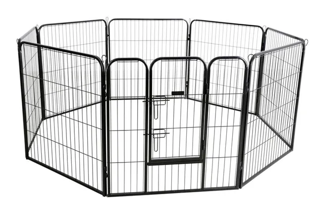 kerbl-pet-enclos-pour-chiens-chiots-m-tal-8-panneaux-80x77-cm-avec-porte image 1