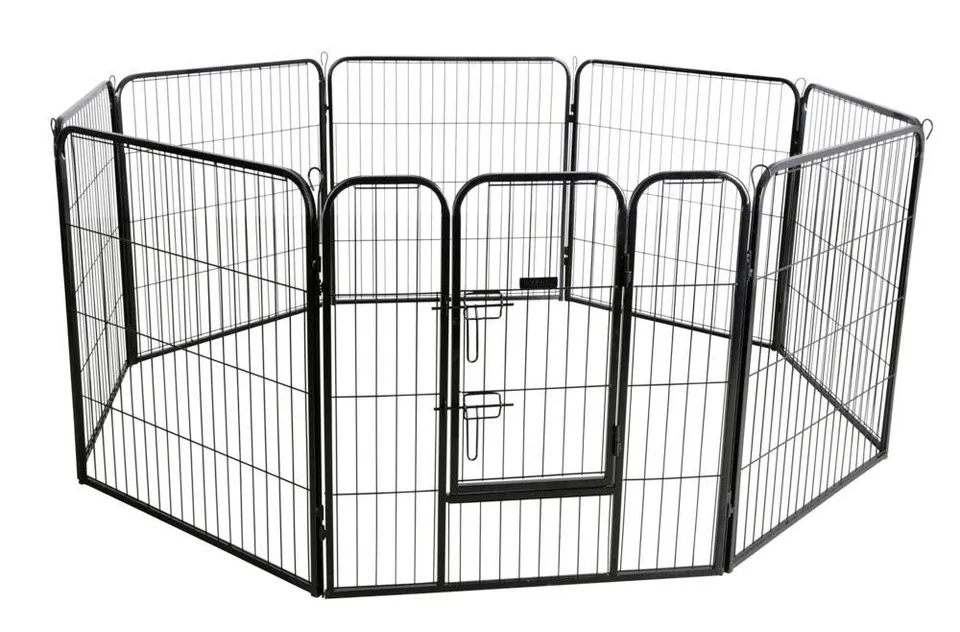 kerbl-pet-enclos-pour-chiens-chiots-m-tal-8-panneaux-80x77-cm-avec-porte image 1