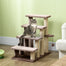 pawhut-escaliers-chat-4-marches-moquette-avec-griffoirs-et-balcon-lat-ral-marron image 4