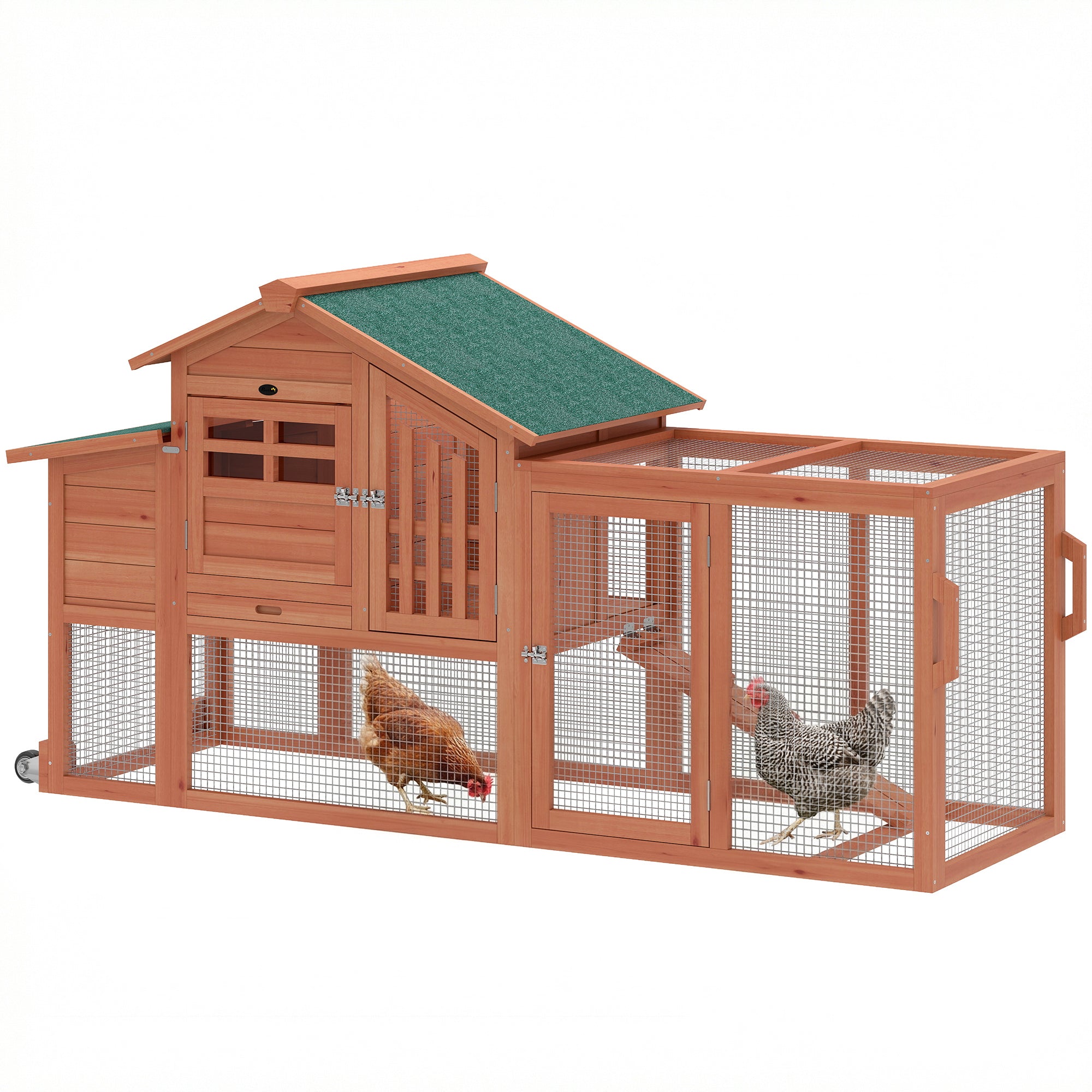 pawhut-poulailler-mobile-avec-enclos-orange-190-x-69-x-97-cm-1-2-poules image 1