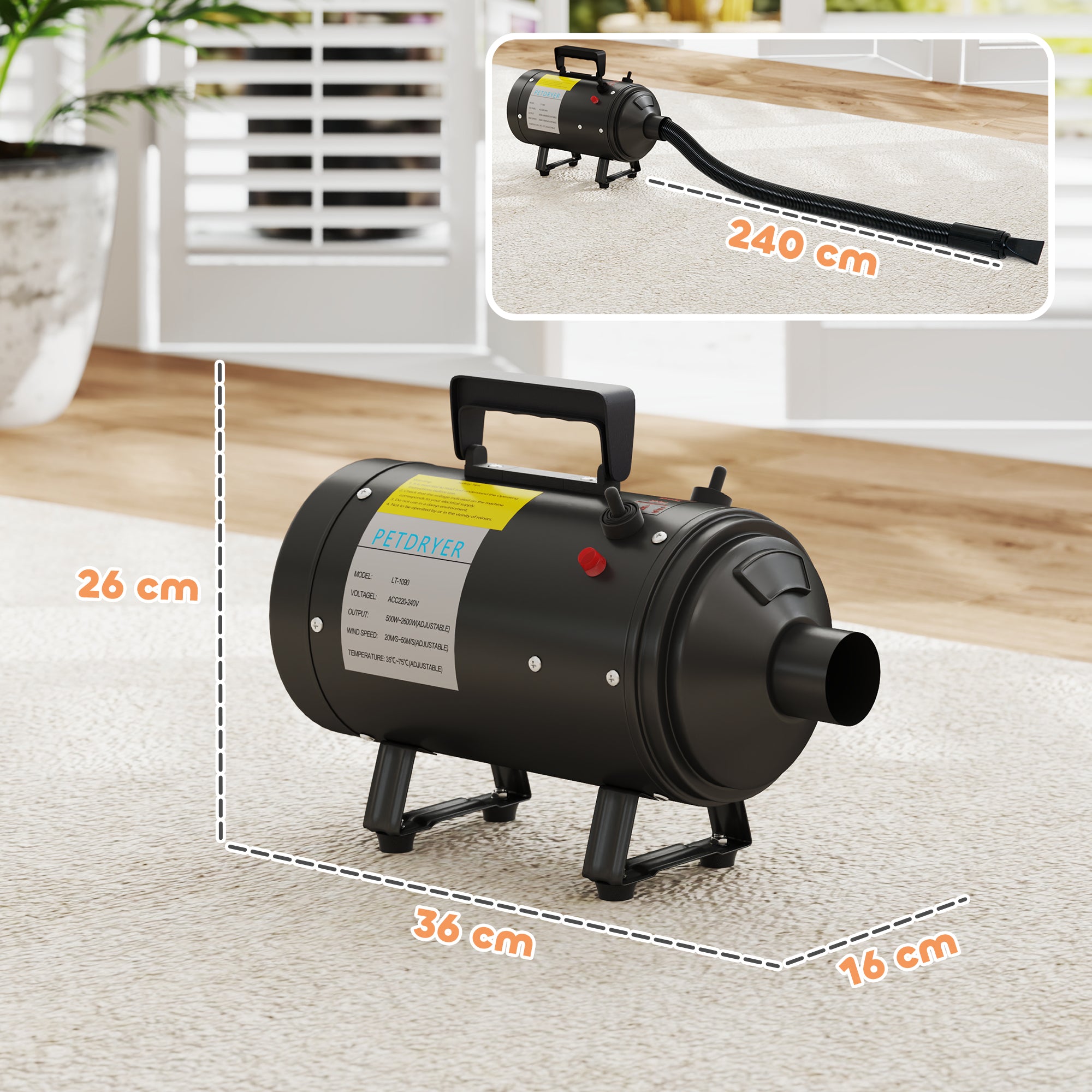 pawhut-s-che-cheveux-chien-toilettage-2200w-temp-rature-et-d-bit-r-glables-3-emb image 5