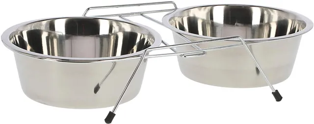kerbl-gamelles-inox-sur-support-2x900-ml-argent image 1