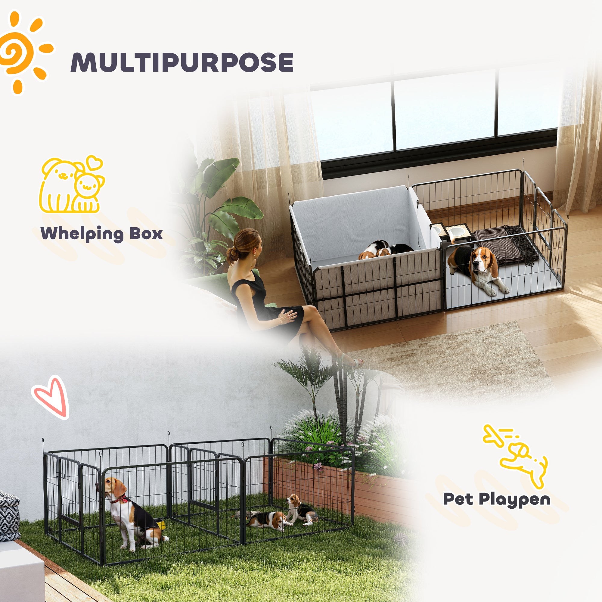 pawhut-parc-de-mise-bas-modulable-avec-housse-et-tapis-pour-chiens-petits-et-moy image 6