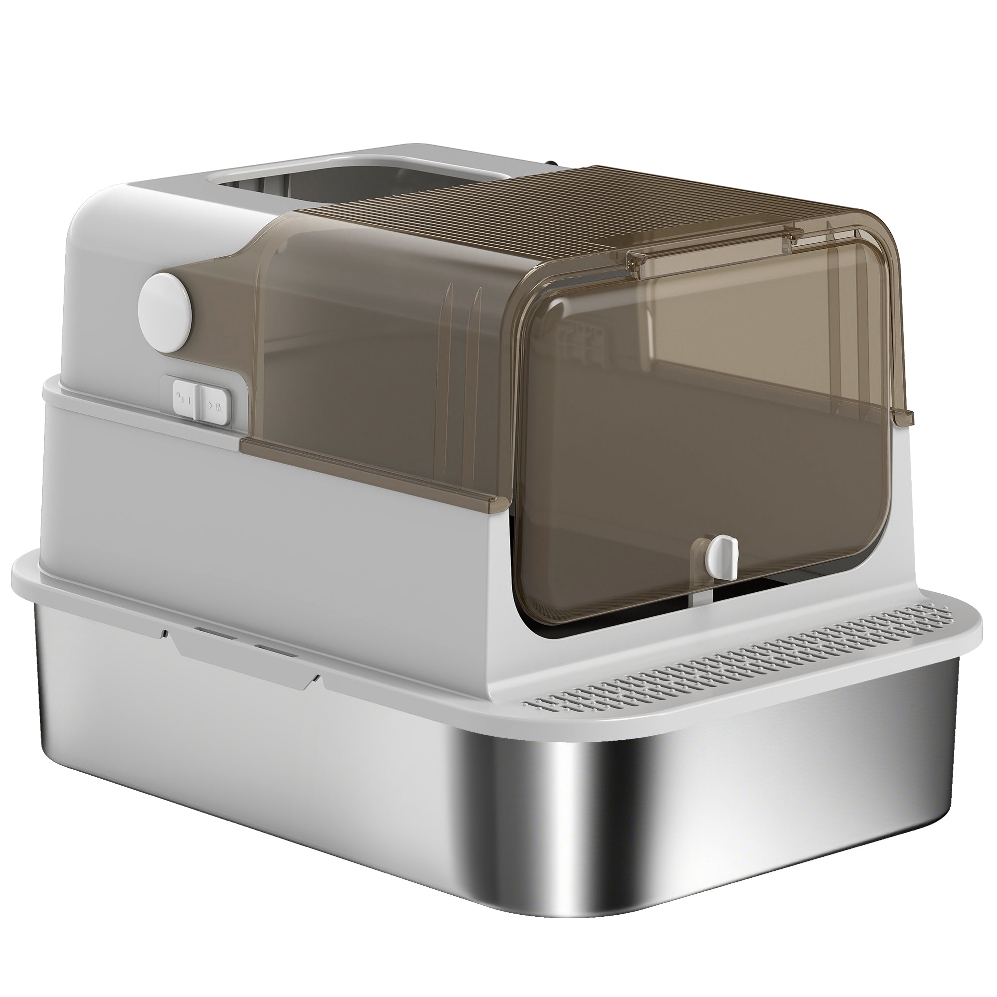 pawhut-bac-liti-re-chat-ferm-xxl-inox-70-x-50-x-46-5-cm-anti-odeurs-acier-inoxyd image 2