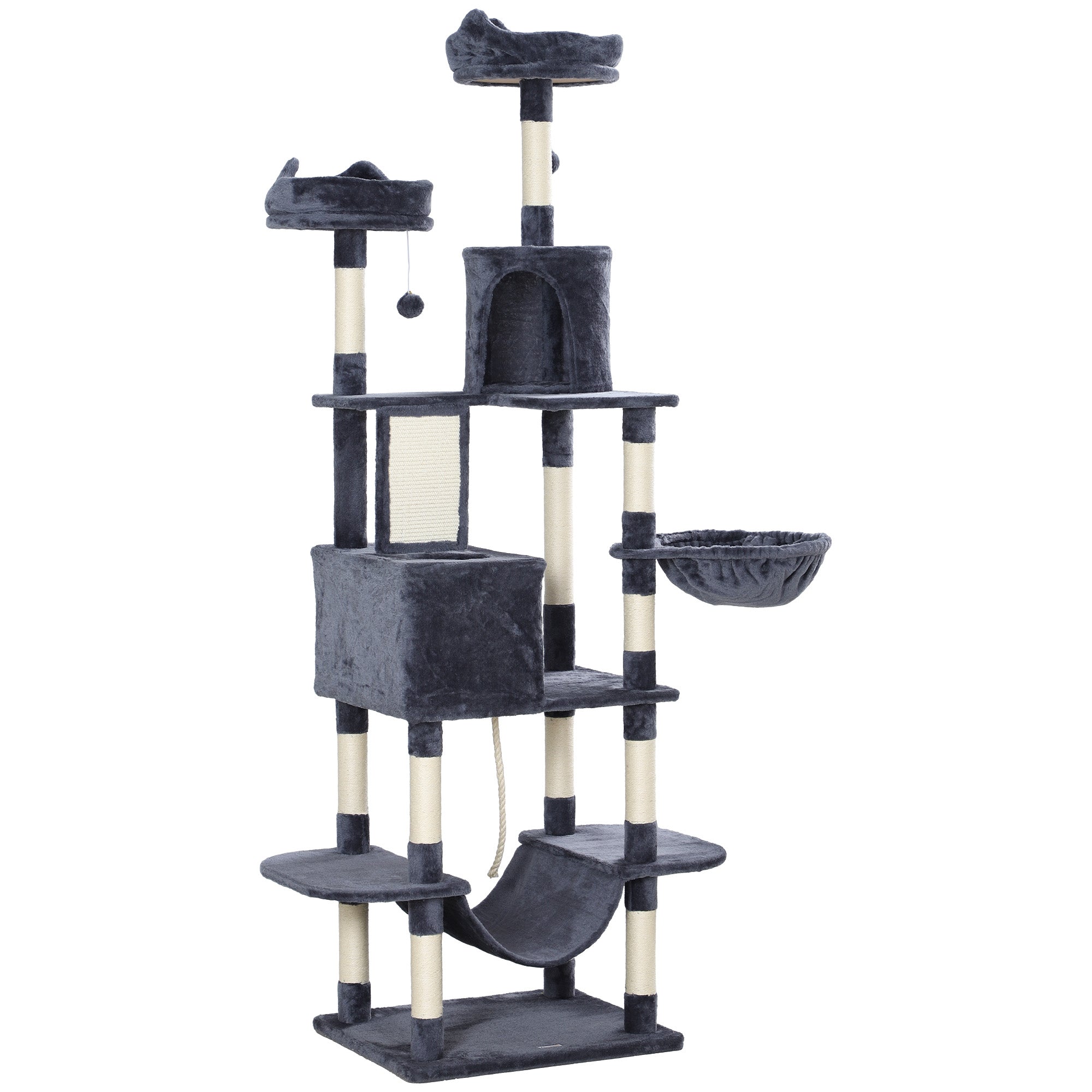 pawhut-arbre-chat-206-cm-multi-niveaux-gris-fonc image 2
