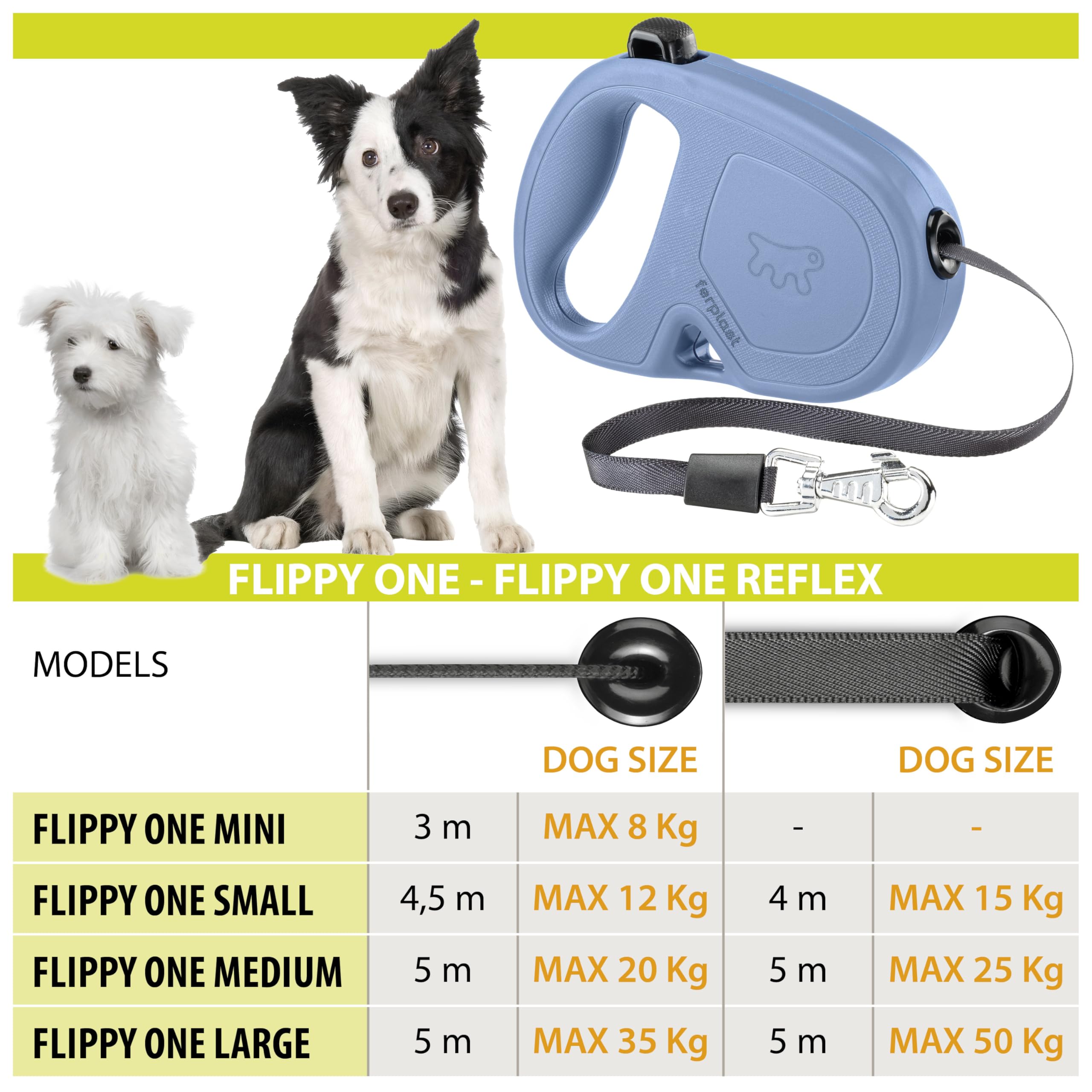 ferplast-flippy-one-laisse-enrouleur-chien-cordon-4-5-m-jusqu-12-kg-bleu-clair image 4