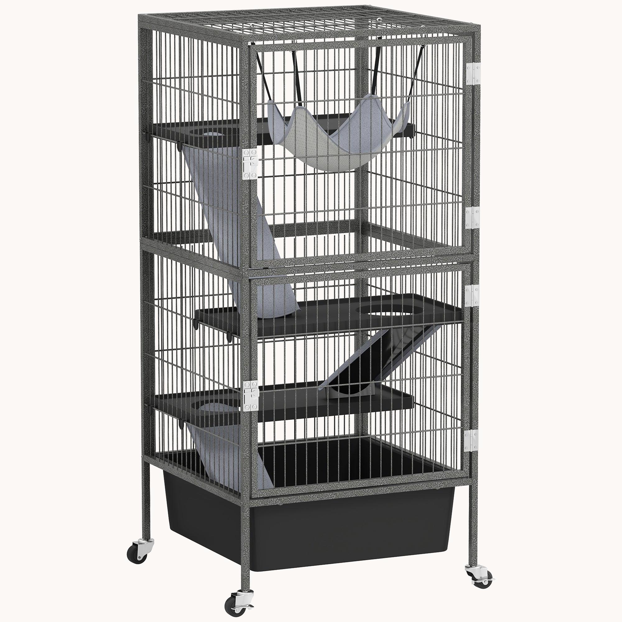 pawhut-cage-roulettes-4-niveaux-pour-petits-animaux-avec-bac-profond-de-15-cm-11 image 1