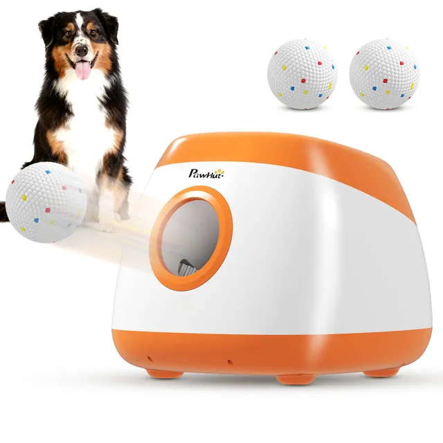 pawhut-lanceur-de-balles-automatique-pour-chien-avec-3-balles-etpu-8-24-m-orange image 1