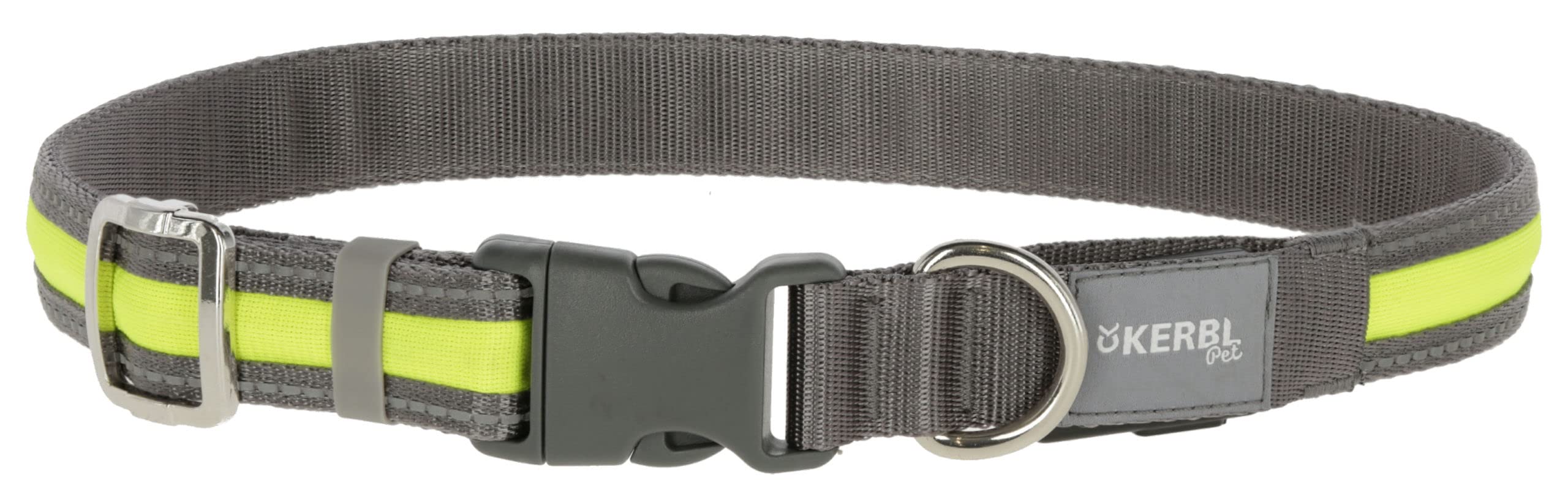 kerbl-pet-collier-lumineux-light-reflex-gris-jaune-fluo-35-50-cm-20-mm image 1