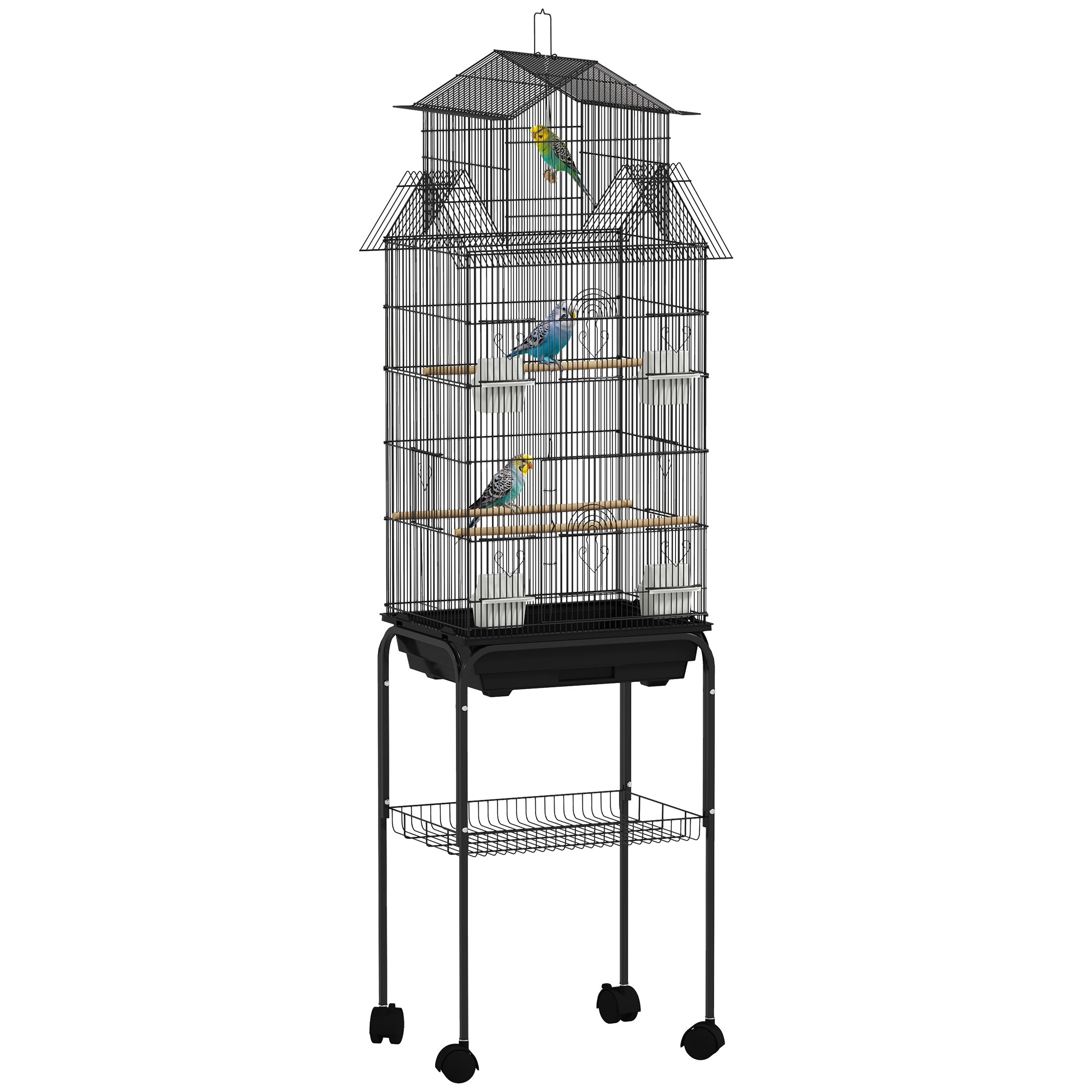 pawhut-cage-oiseaux-mobile-roulettes-43-x-32-5-x-163-cm image 1