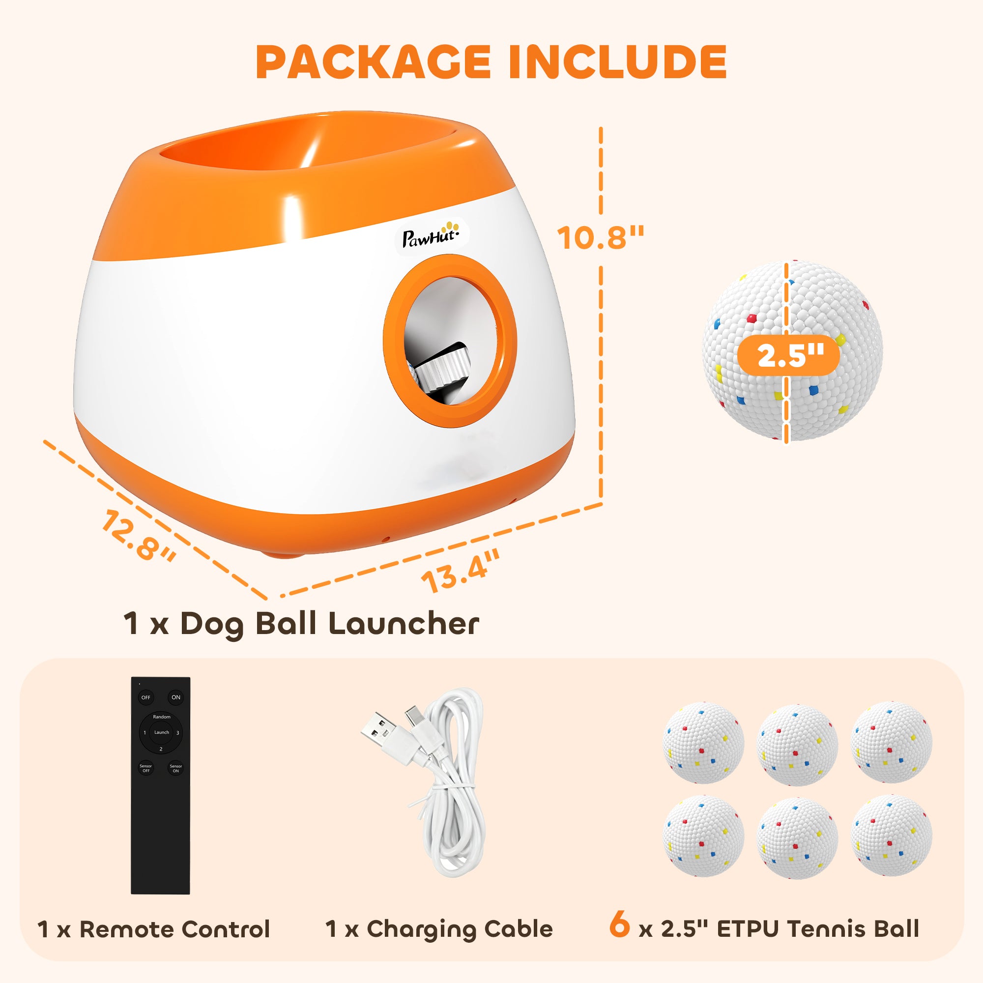 pawhut-lanceur-de-balles-automatique-pour-chien-8-24-m-6-balles-orange image 5