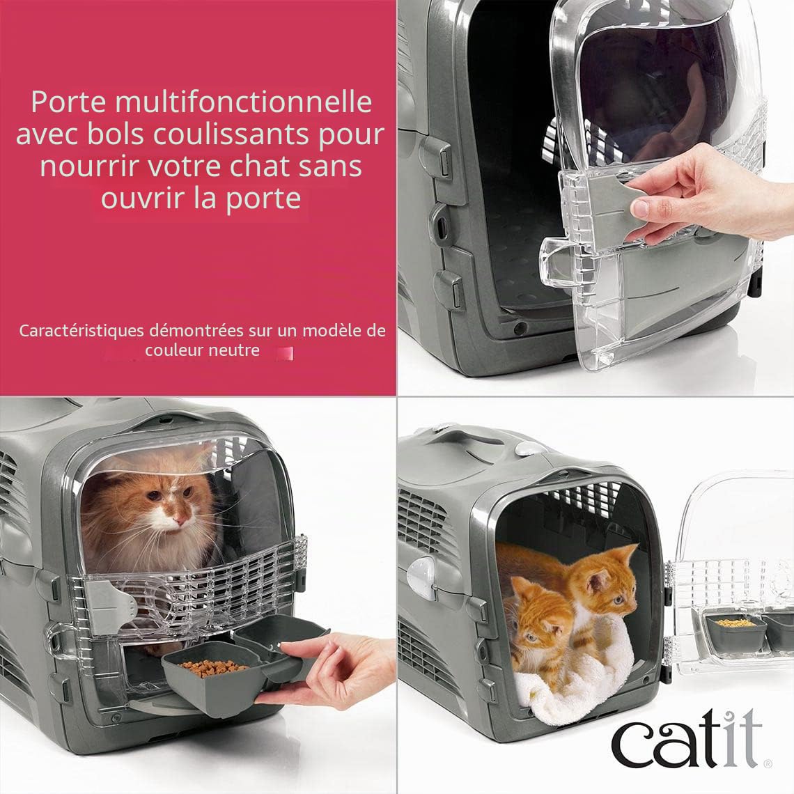catit-cage-de-transport-cabrio-pour-chat-rouge-cerise image 2