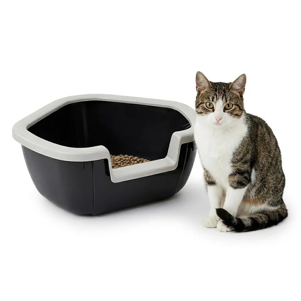 ferplast-dama-bac-liti-re-d-angle-pour-chat-57-5-x-51-5-x-h-22-cm-noir image 1