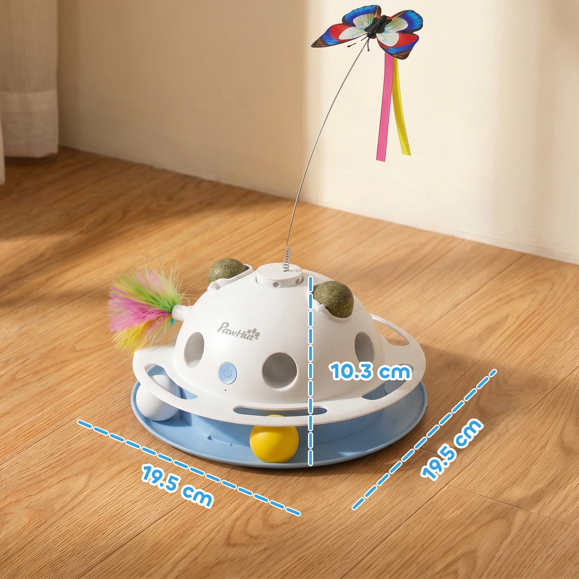 pawhut-jouet-chat-interactif-4-en-1-papillon-plumes-et-herbe-chat image 5