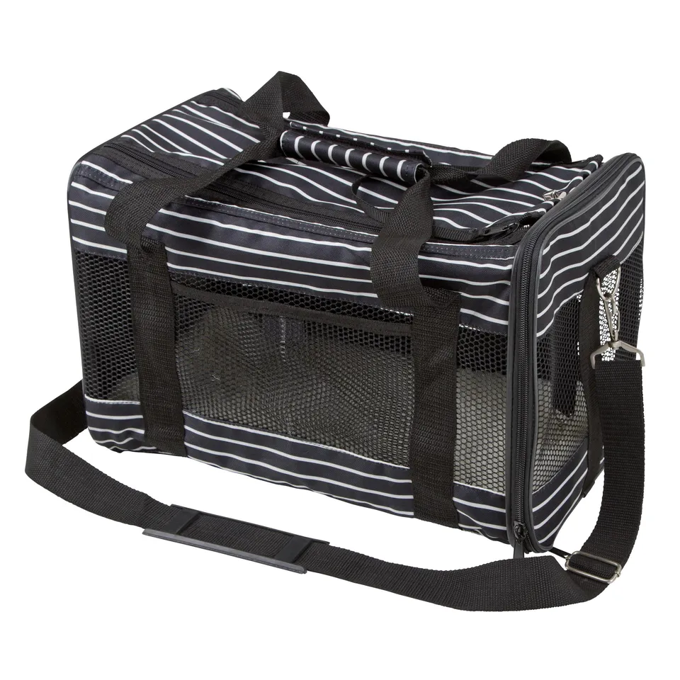 kerbl-cuba-sac-de-transport-pour-chien-et-chat-noir-blanc-40x26x28cm image 1