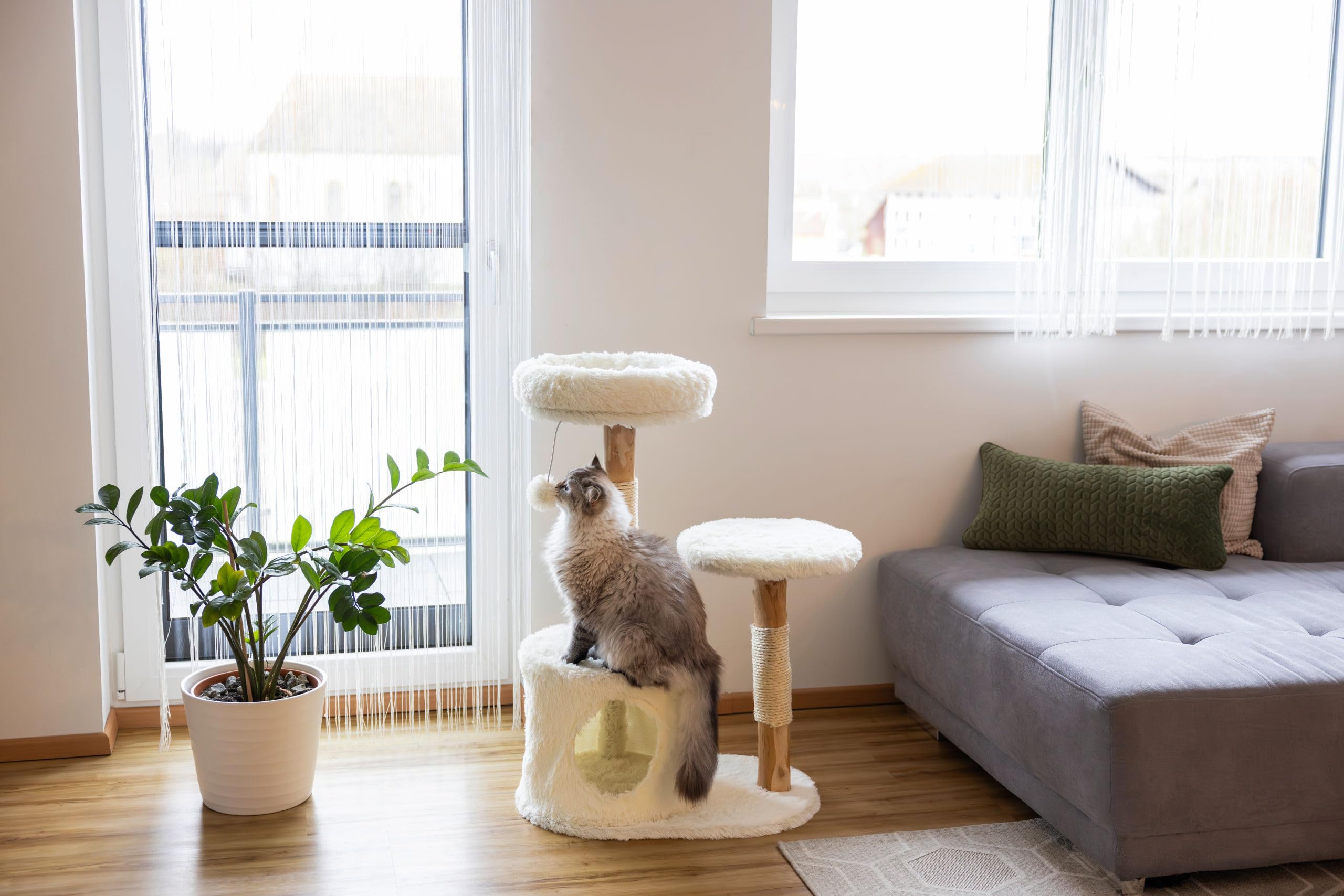 kerbl-lucia-arbre-chat-blanc-90-cm-en-troncs-de-poirier-et-sisal image 7