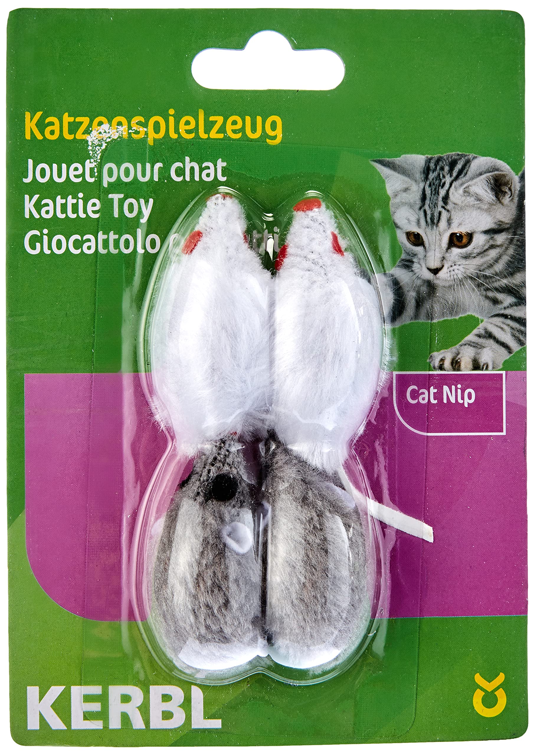 kerbl-84255-souris-pour-chat-gris-blanc-5-cm-lot-de-4-avec-herbe-chat image 5