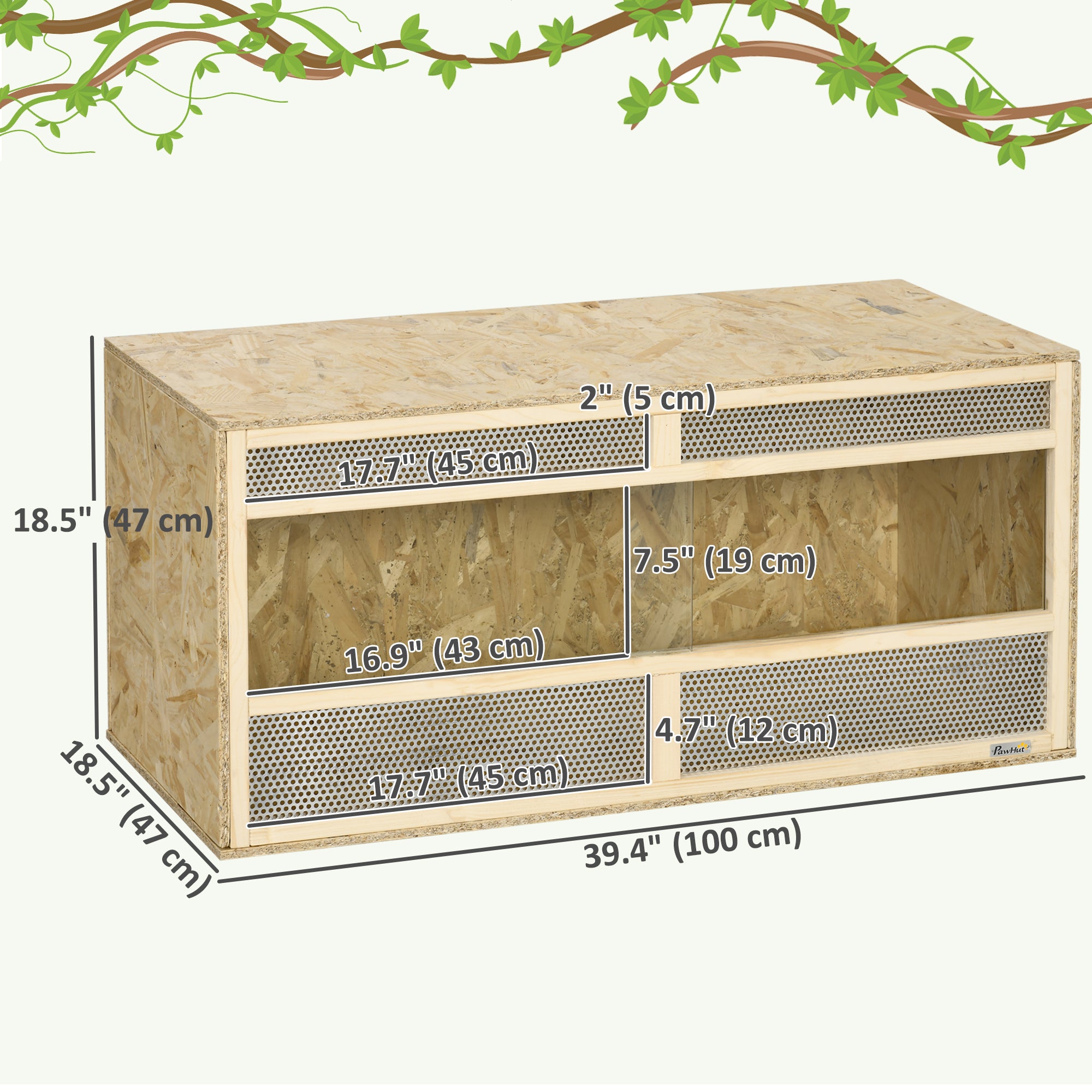 pawhut-terrarium-reptile-58-gallons-avec-portes-coulissantes-et-grillage-naturel image 5
