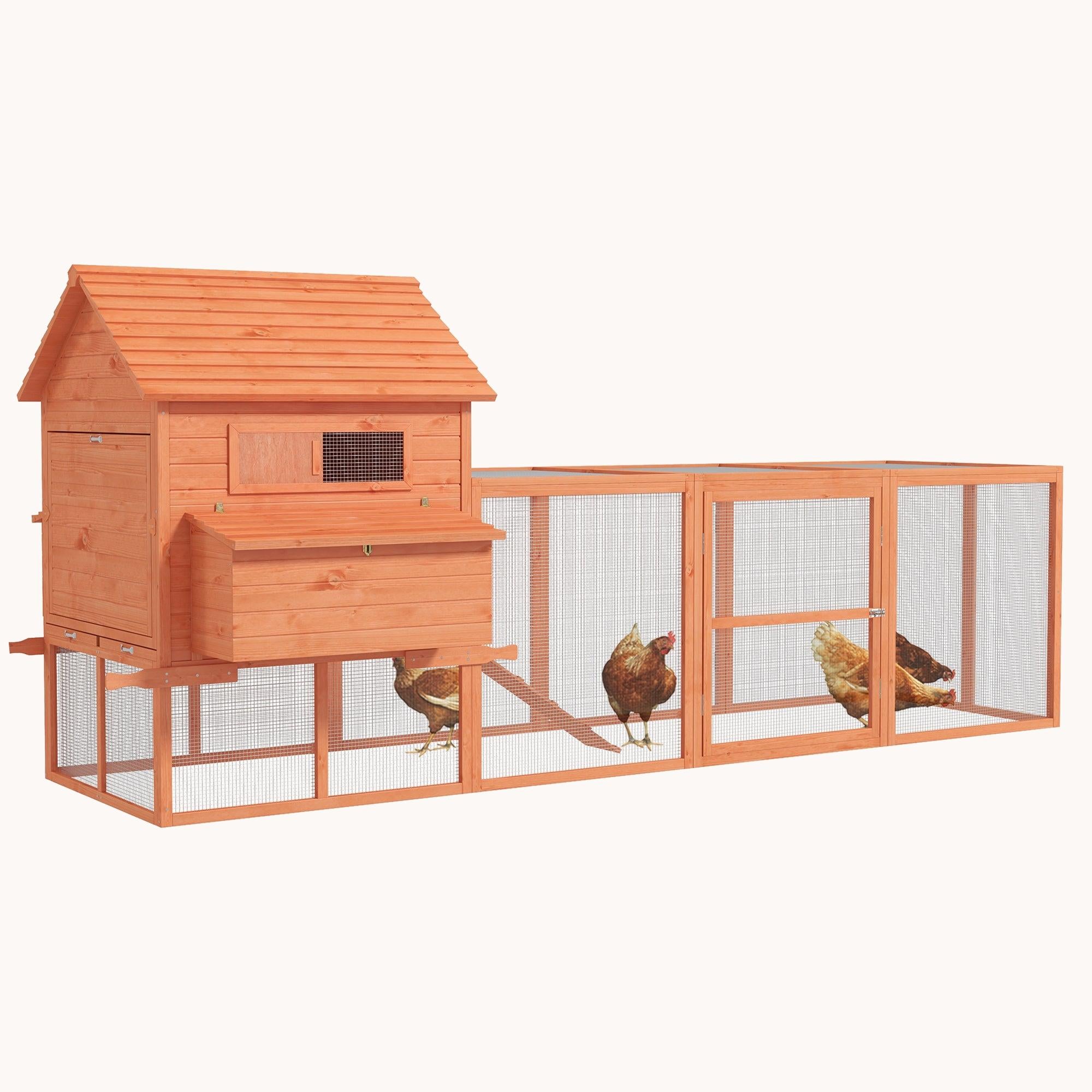 pawhut-poulailler-en-bois-145-avec-grand-enclos-clapier-lapins-pour-6-8-poules image 1