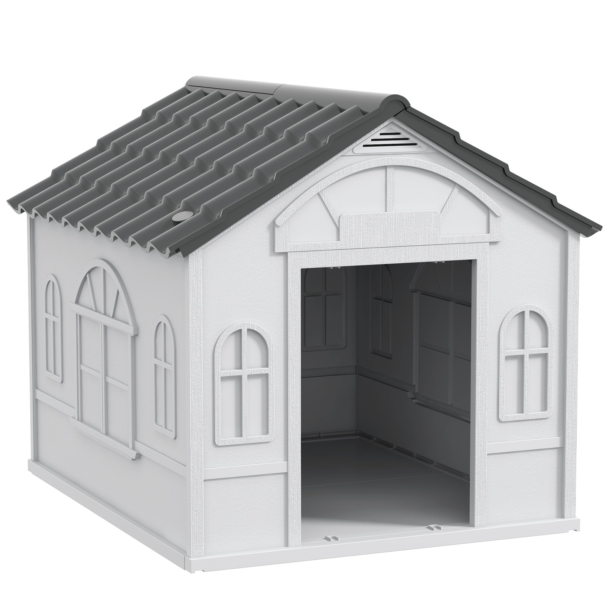 pawhut-niche-pour-chien-en-plastique-avec-ventilation-gris image 1