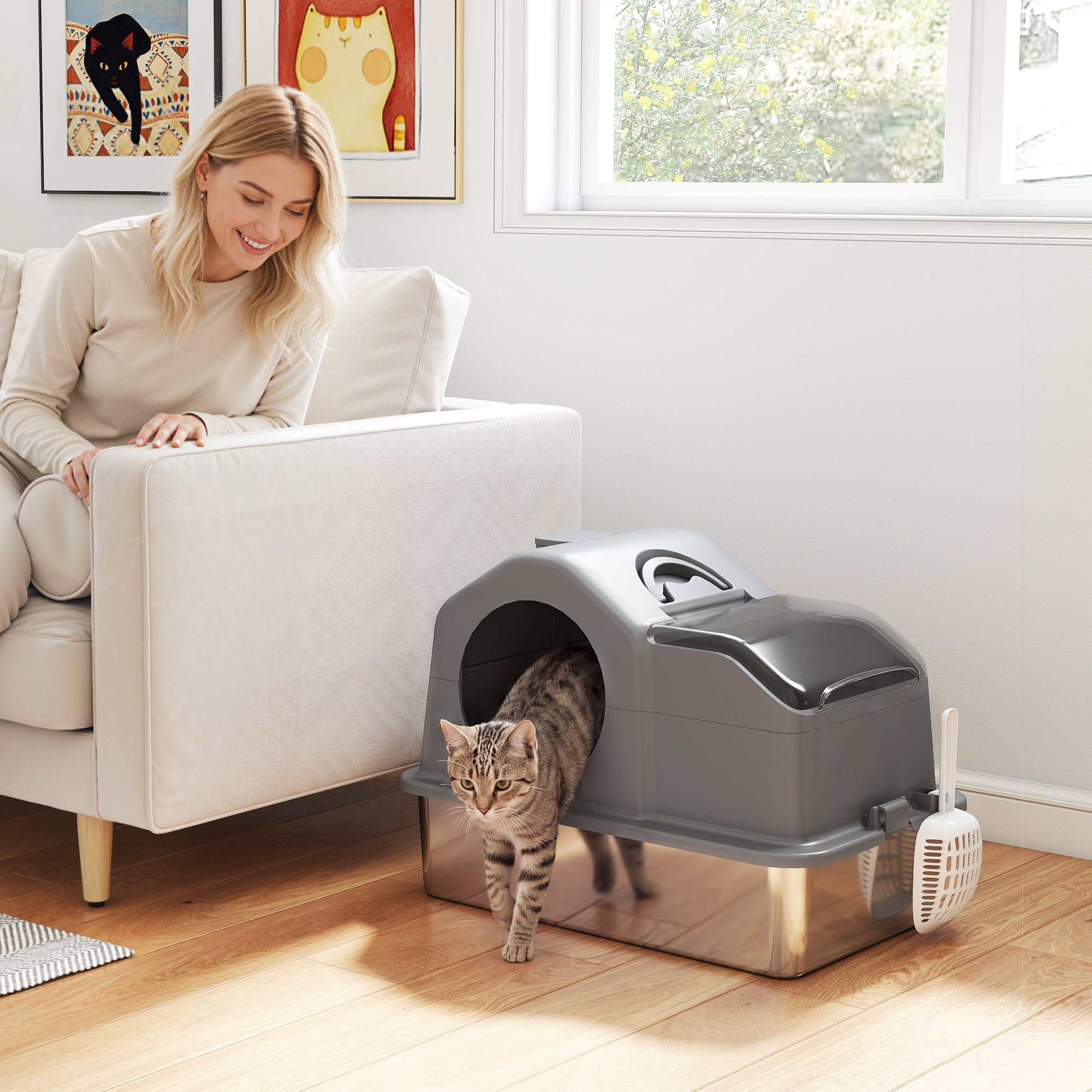 pawhut-bac-liti-re-chat-ferm-inox-xl-gris-fonc image 3