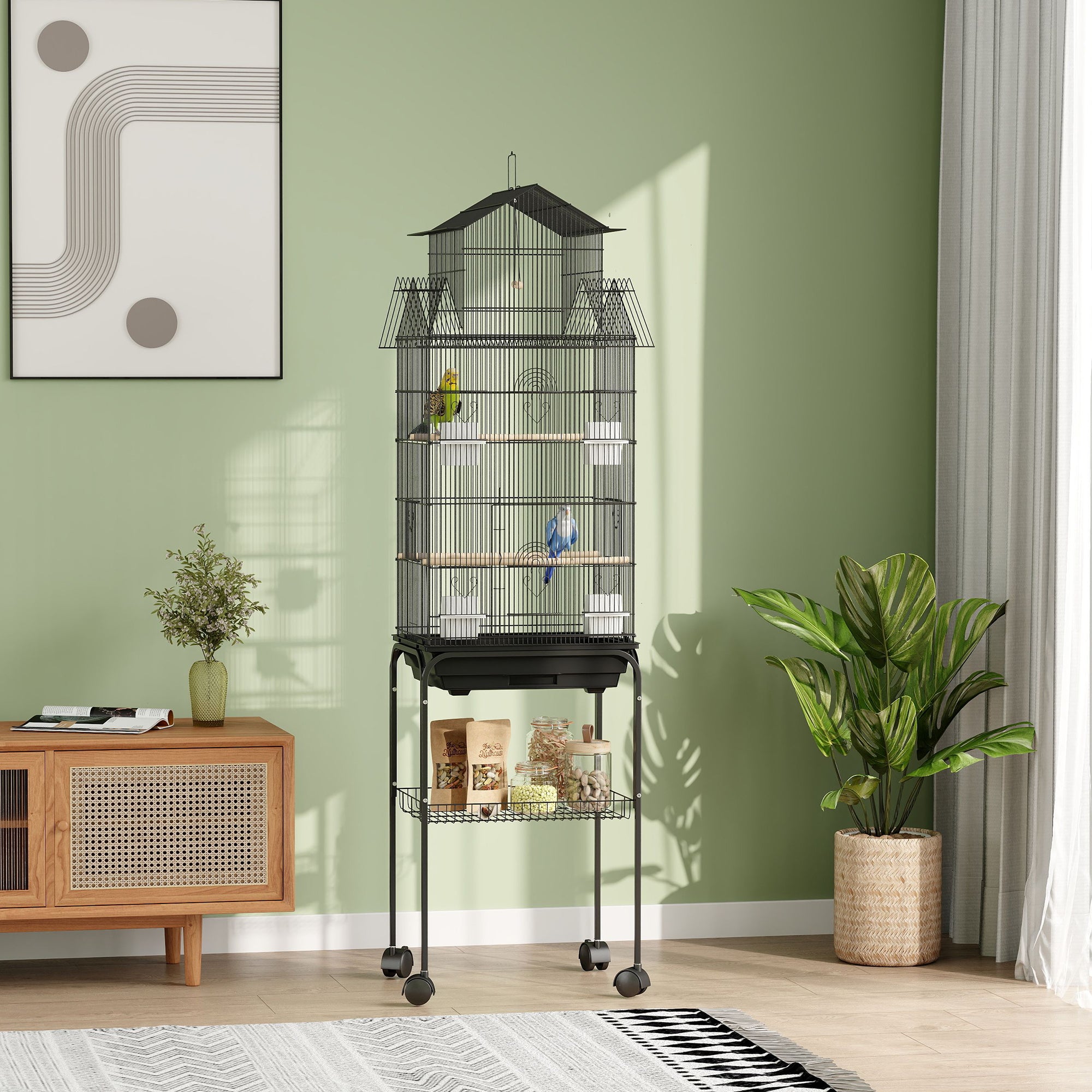 pawhut-cage-oiseaux-mobile-roulettes-43-x-32-5-x-163-cm image 4