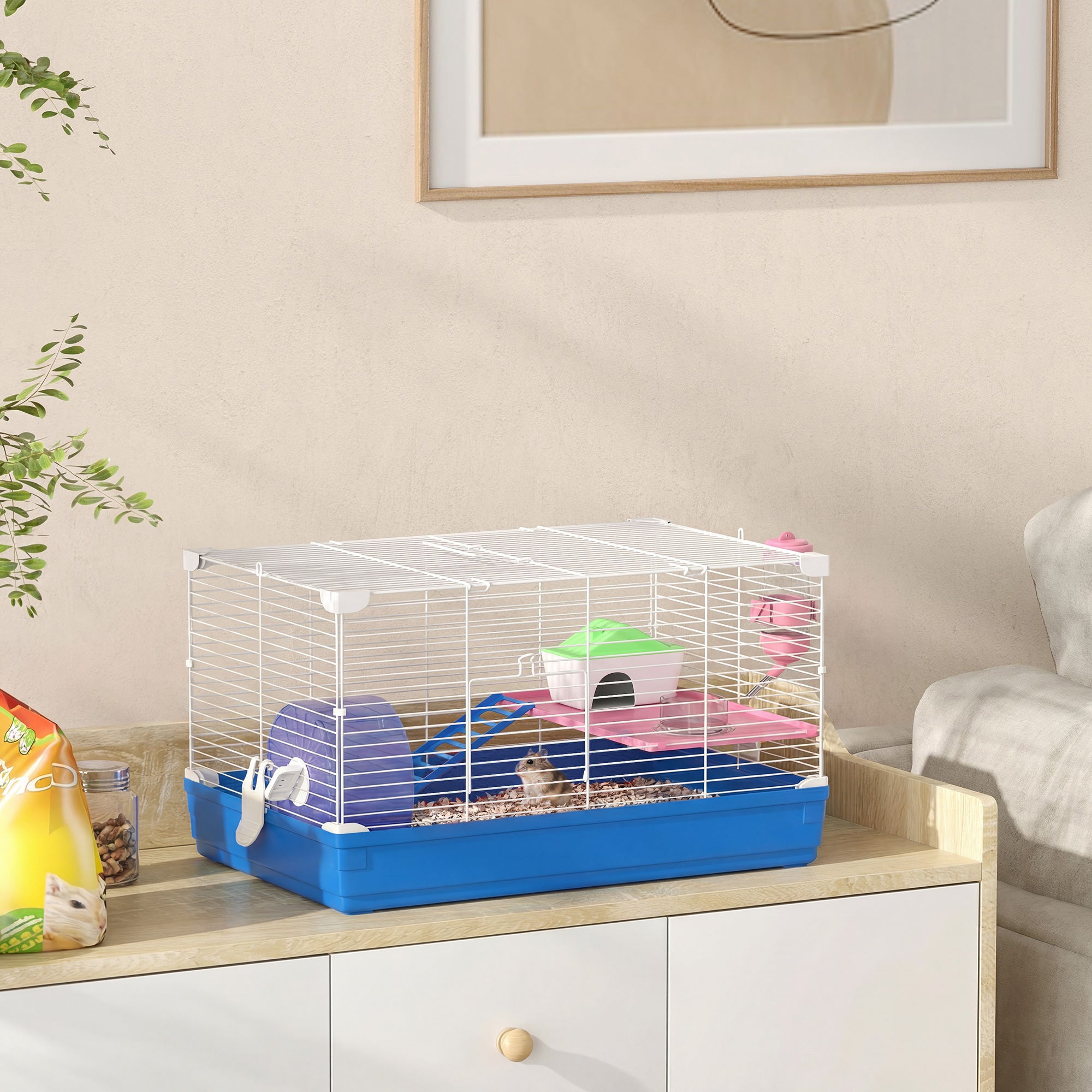 pawhut-cage-hamster-18-5-2-tages-avec-roue-biberon-et-gamelle-bleu image 4