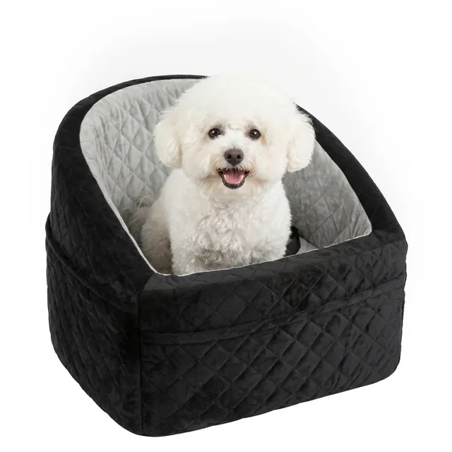 pawhut-rehausseur-si-ge-auto-pour-petit-chien-moins-de-10-kg-gris-lavable image 1