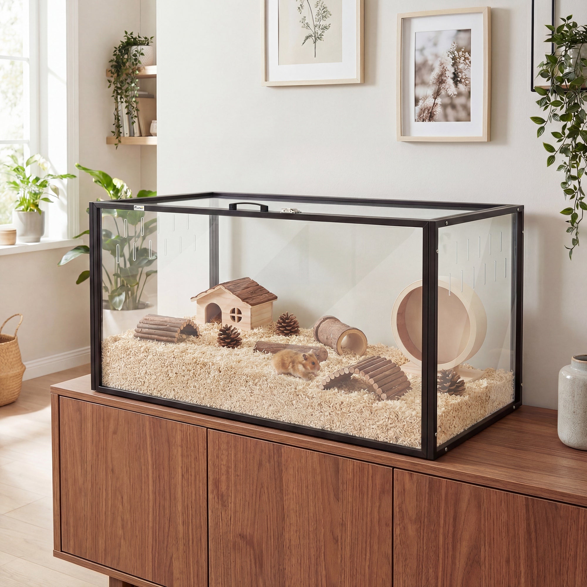 pawhut-cage-pour-hamster-en-acrylique-grand-format-avec-toit-ouvrant-pour-petits image 3