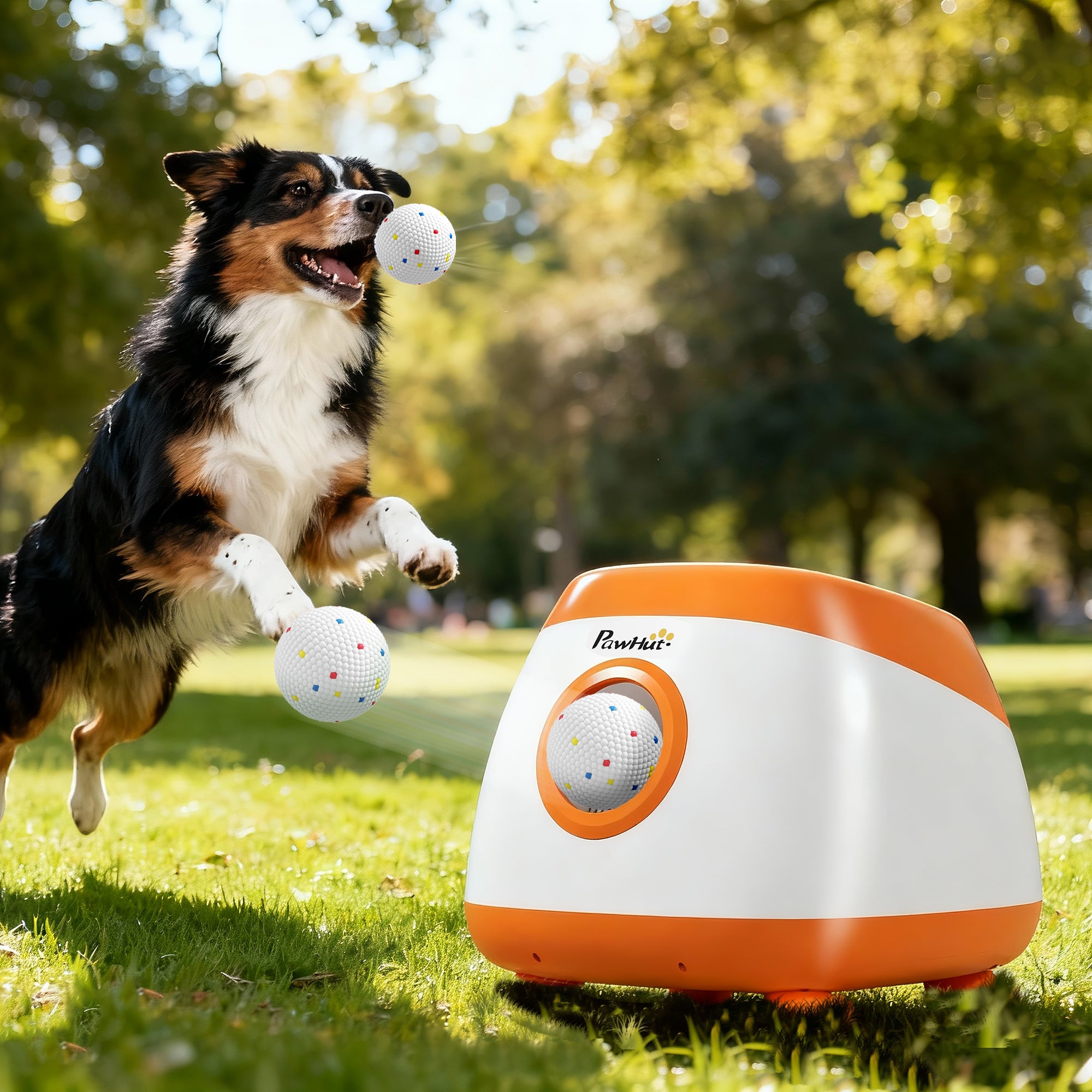 pawhut-lanceur-de-balles-automatique-pour-chien-8-24-m-6-balles-orange image 4