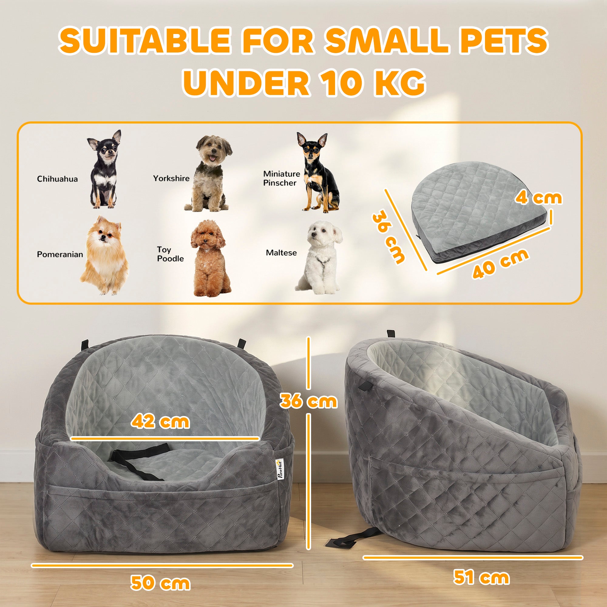pawhut-rehausseur-si-ge-auto-pour-petit-chien-moins-de-10-kg-gris image 5
