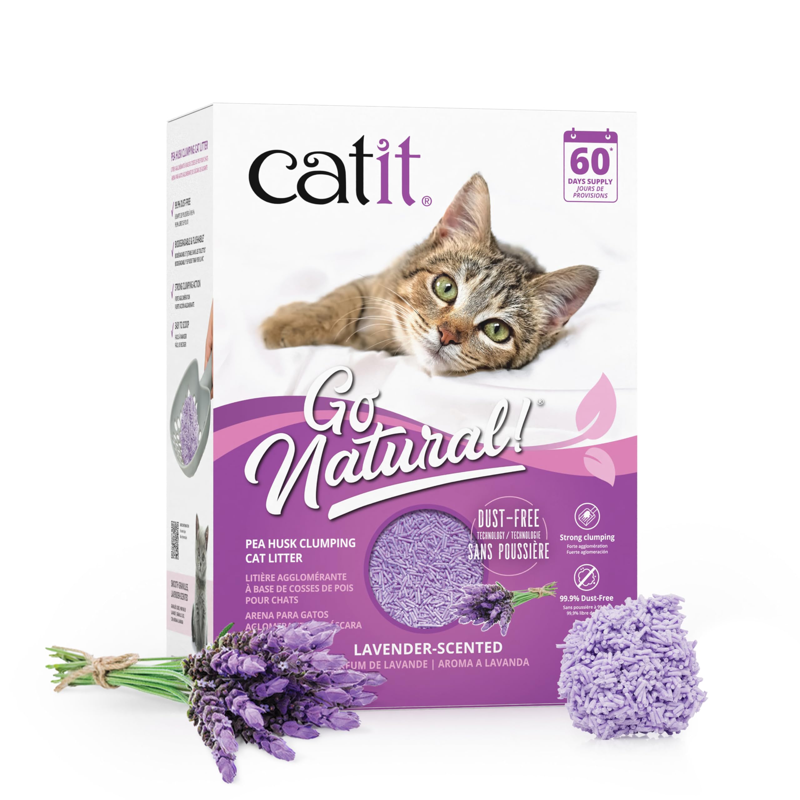 catit-go-natural-liti-re-agglom-rante-cosse-de-pois-parfum-lavande-7-kg-pour-cha image 3