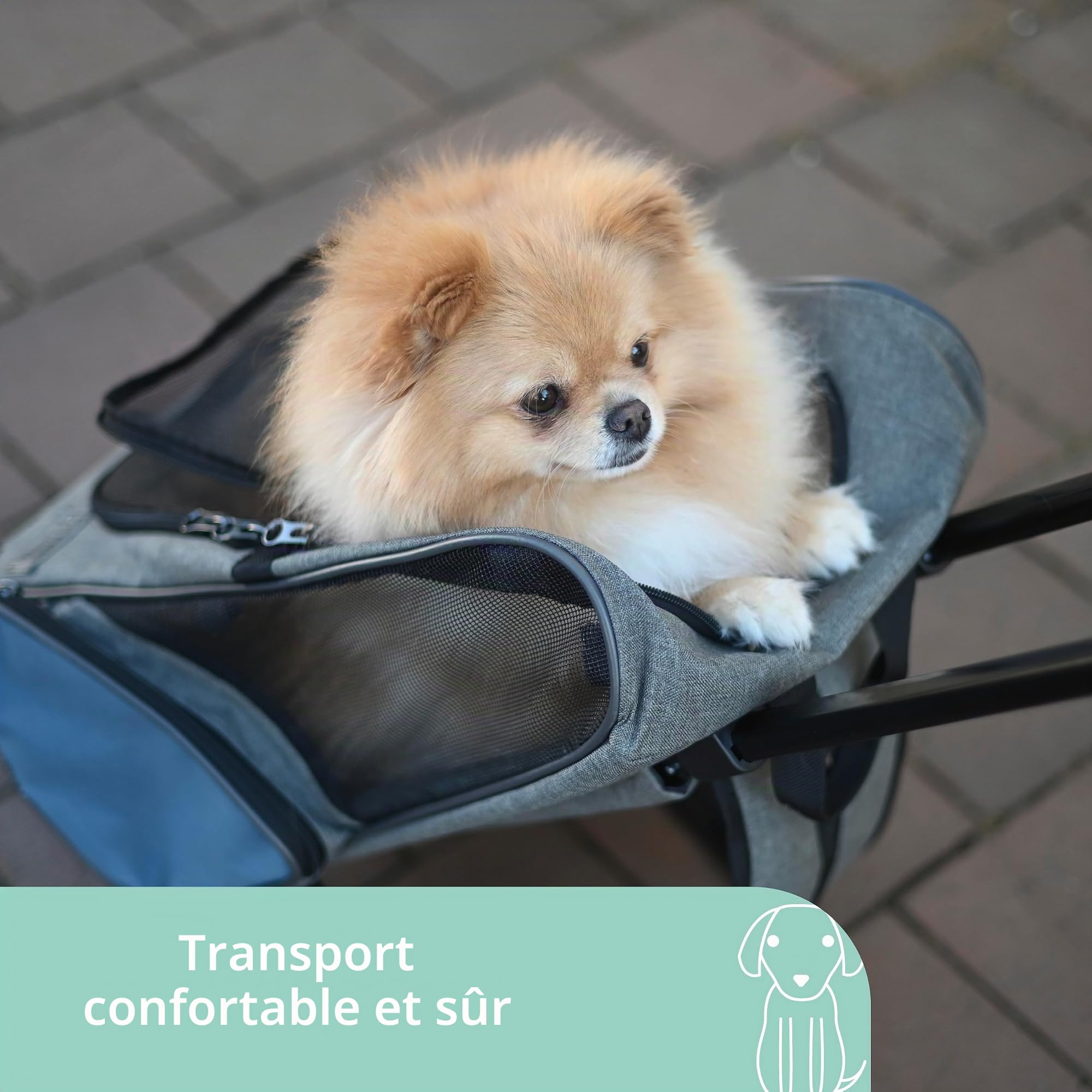 kerbl-pet-vacation-chariot-de-transport-pour-chien-et-chat-41x26x55-cm-gris-bleu image 7