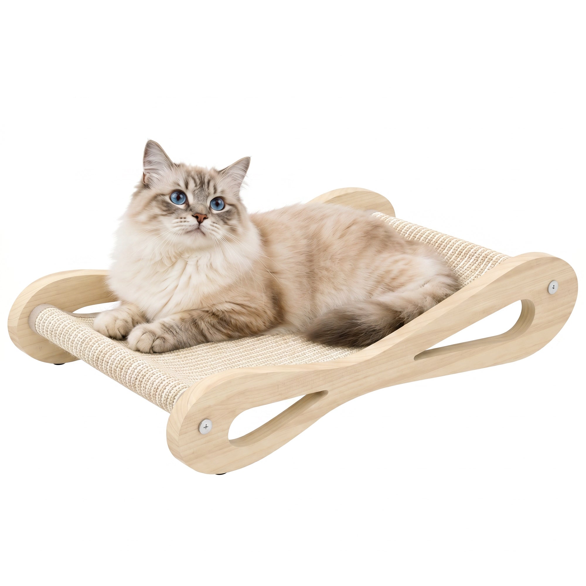 pawhut-griffoir-2-en-1-en-sisal-avec-lit-lounge-bois-de-pin-60-x-35-x-13-cm-blan image 1