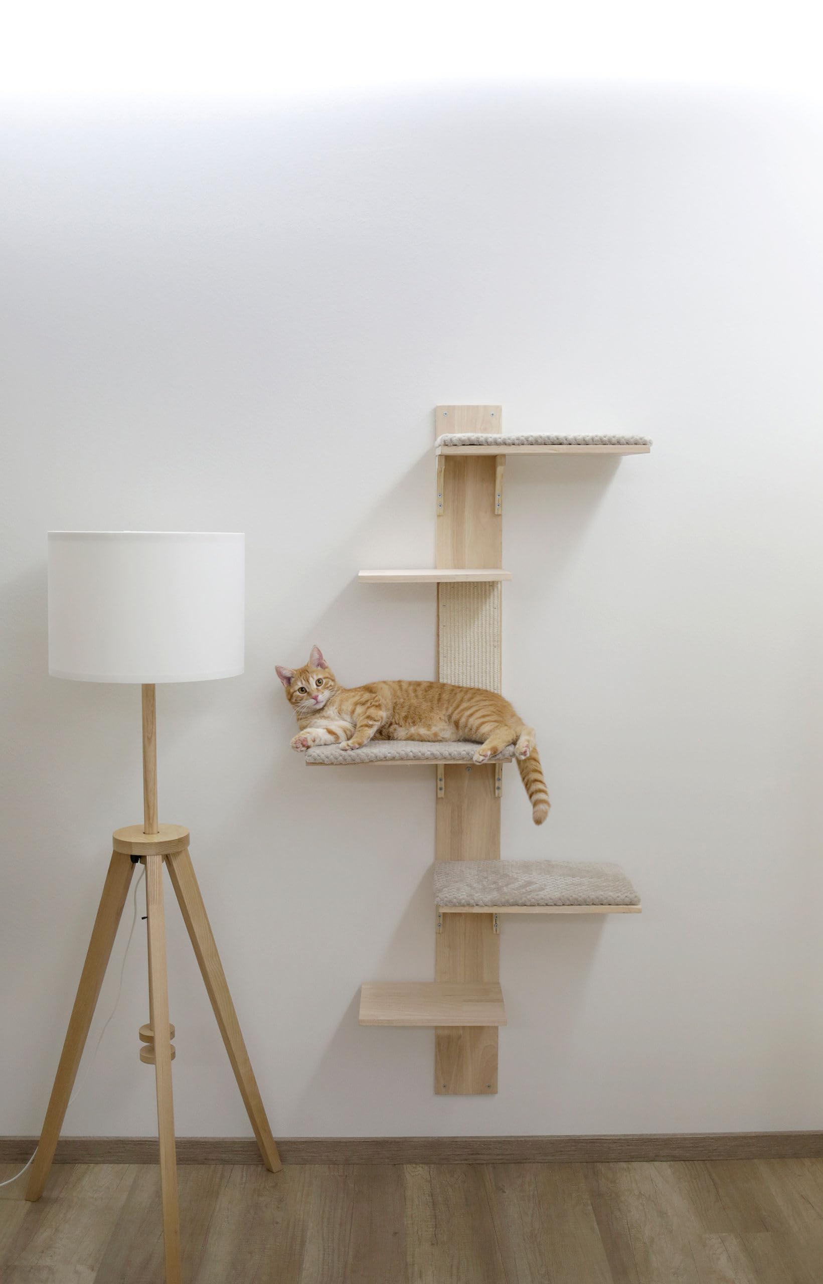 kerbl-pet-timber-arbre-chat-mural-150-cm-bois-massif-3-couchages image 2