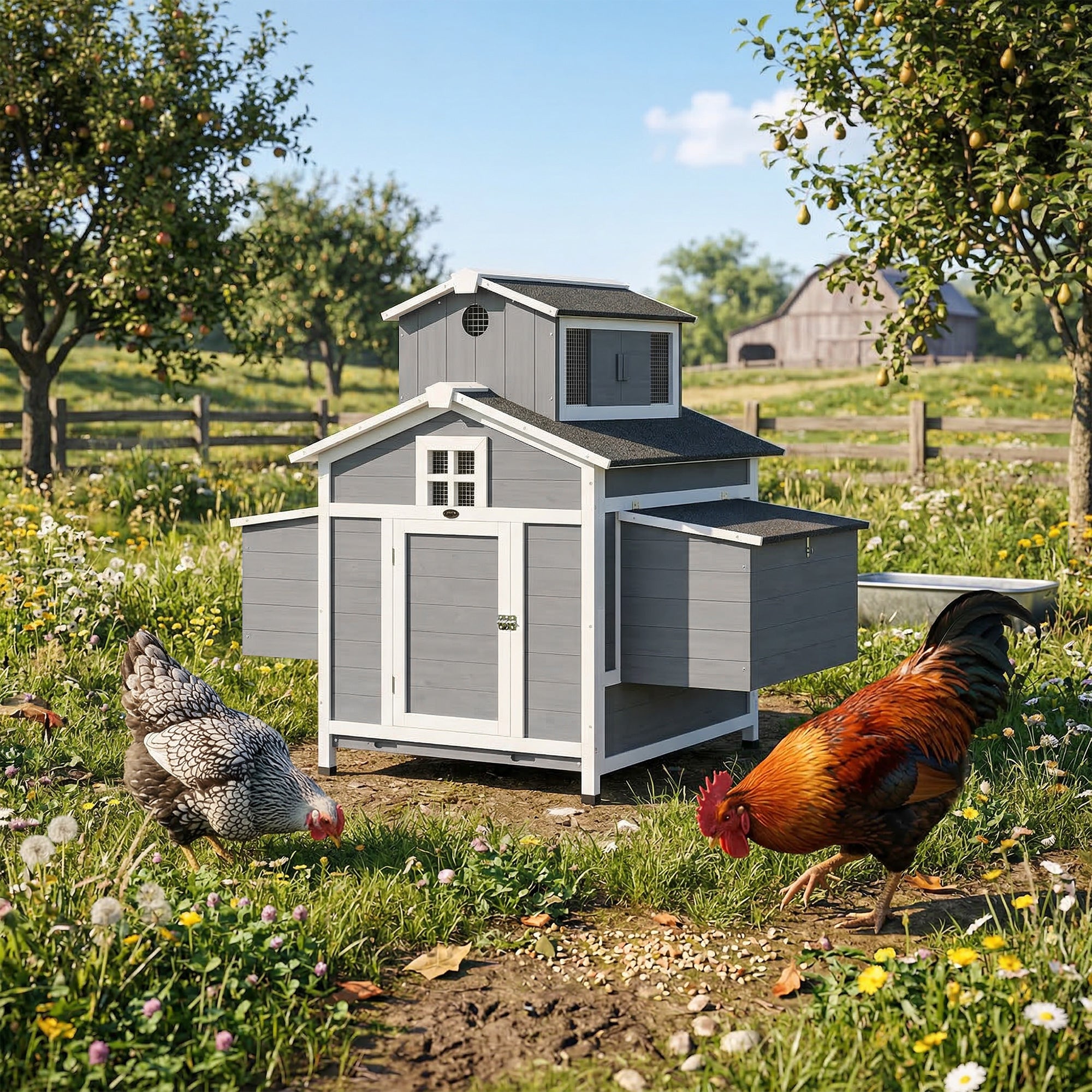 pawhut-poulailler-bois-2-poules-avec-pondoir-et-toit-imperm-able image 4