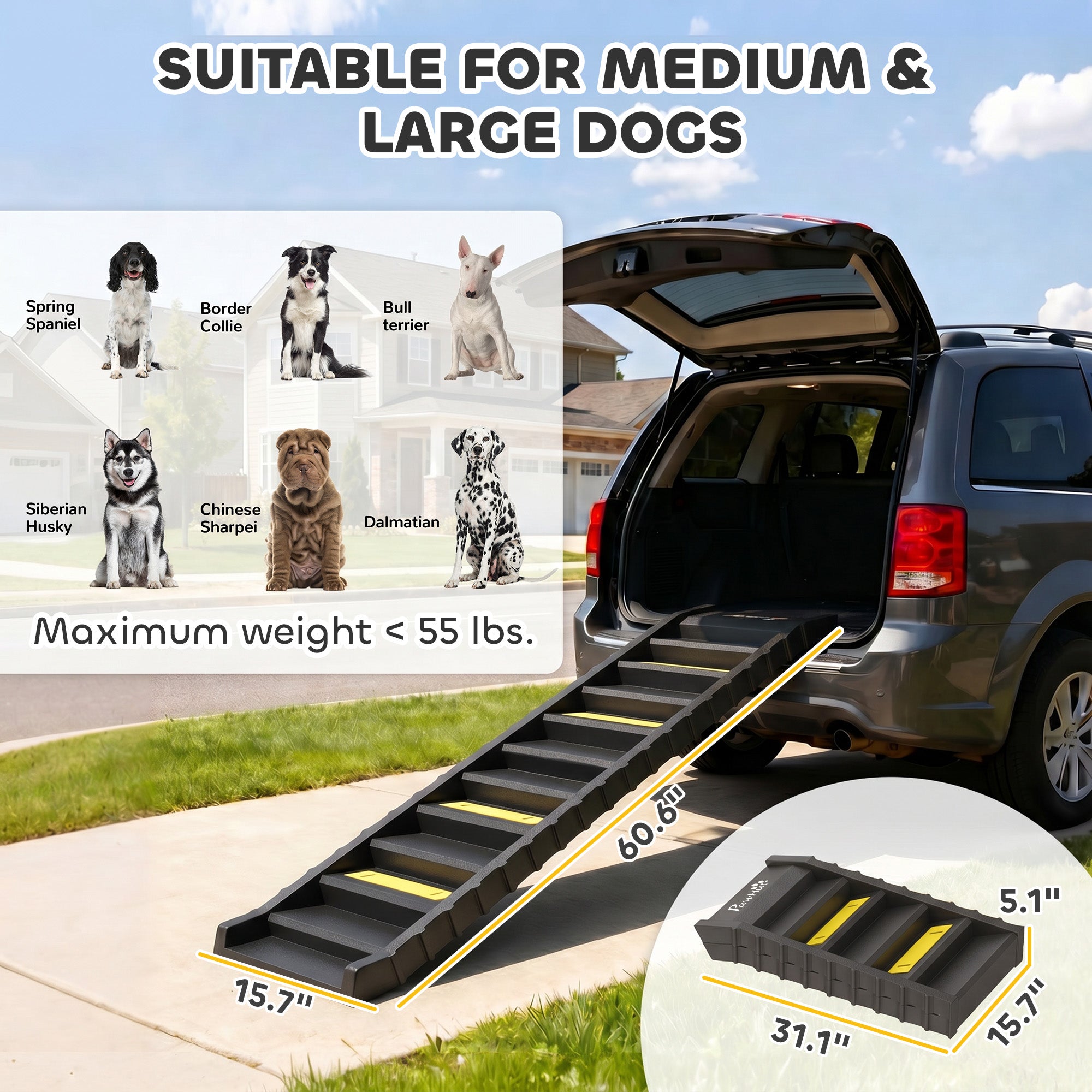 pawhut-escalier-chien-pliable-10-marches-voiture-noir-25-kg image 5