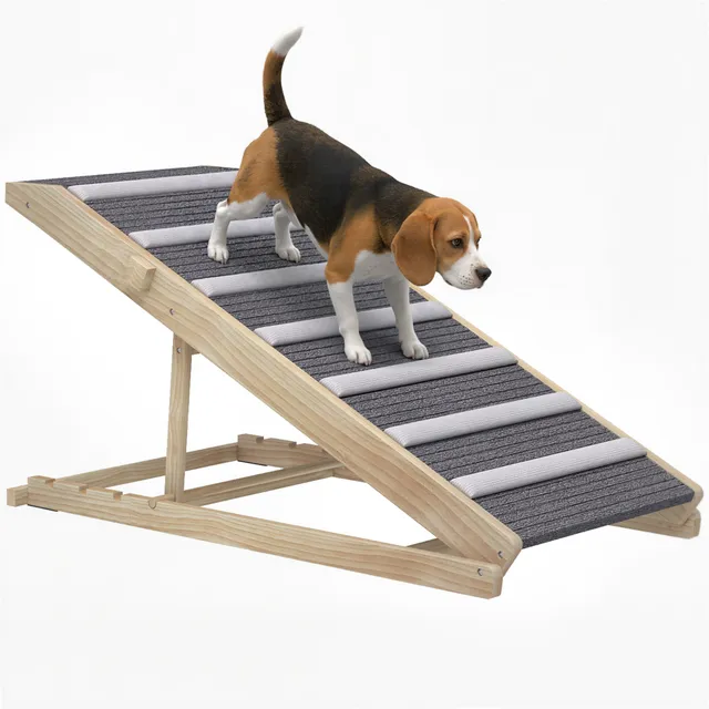 pawhut-rampe-pliante-pour-chien-4-hauteurs-r-glables-naturel image 1