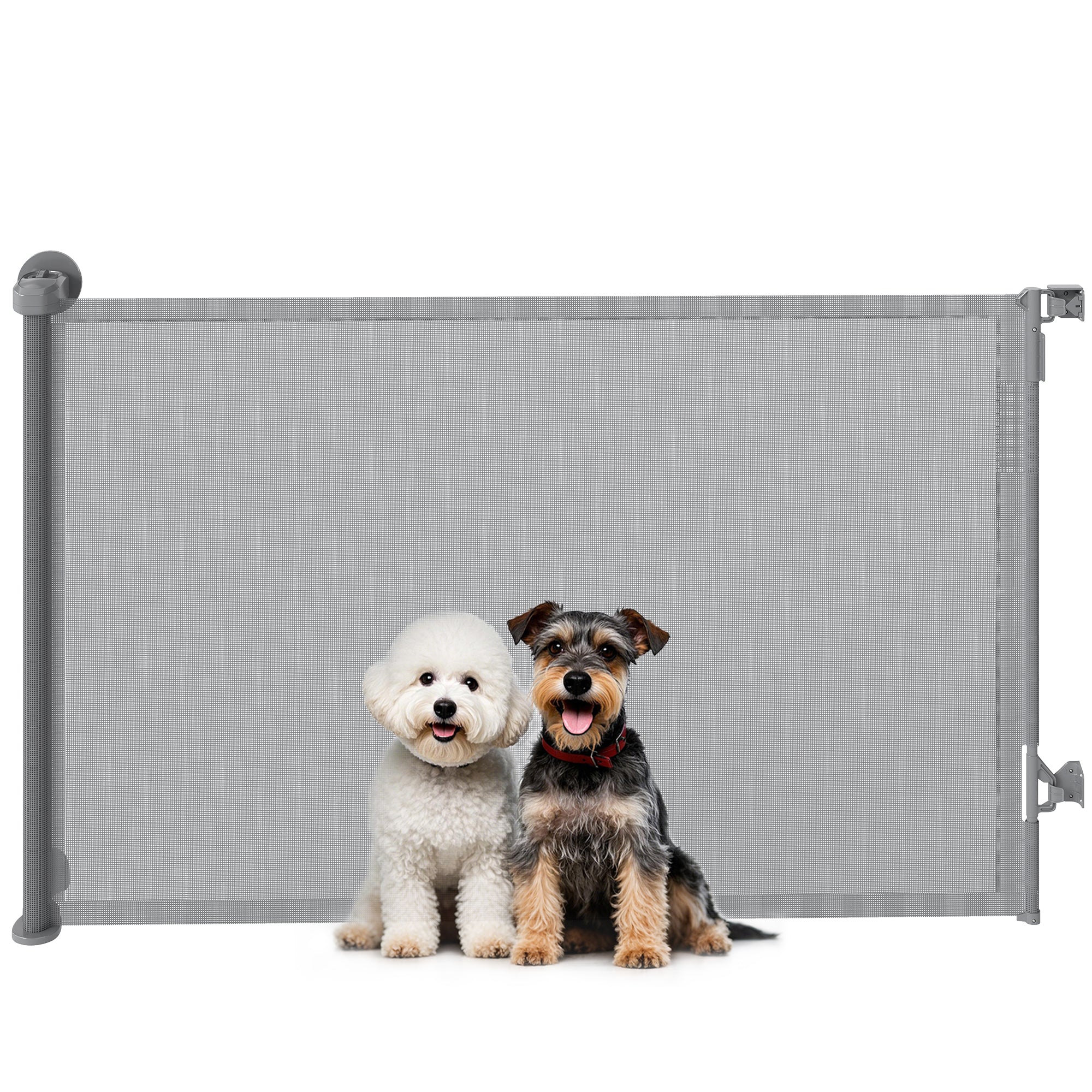 pawhut-barri-re-pour-chien-et-b-b-r-tractable-jusqu-140-cm-sans-barre-basse-gris image 1